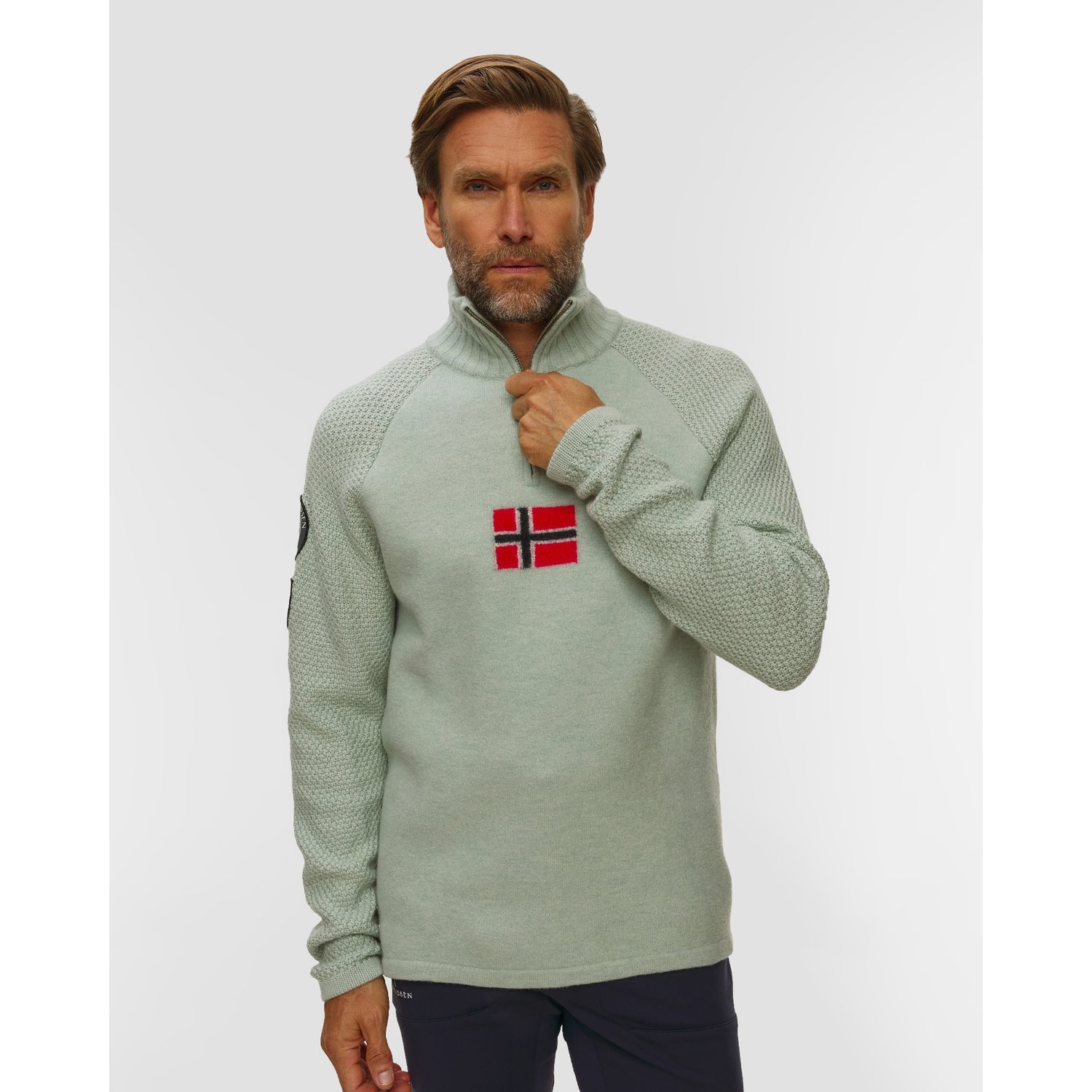 Golf Narciarski Męski Amundsen Boiled Ski Sweater W/ Flag Zielony