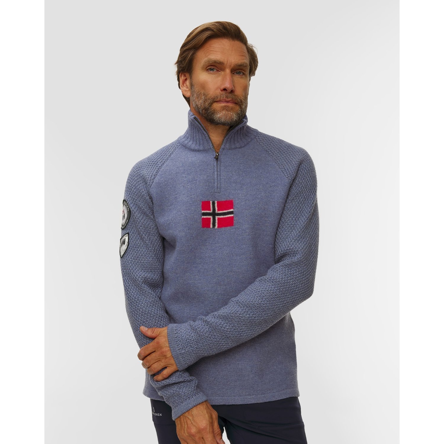 Golf Narciarski Męski Amundsen Boiled Ski Sweater W/ Flag Jasnogranatowy