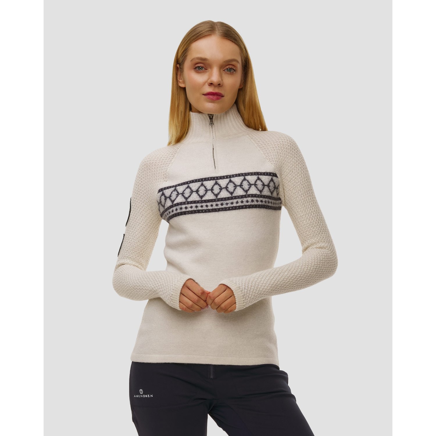 Golf Narciarski Damski Amundsen Sports Boiled Ski Sweater Beżowy