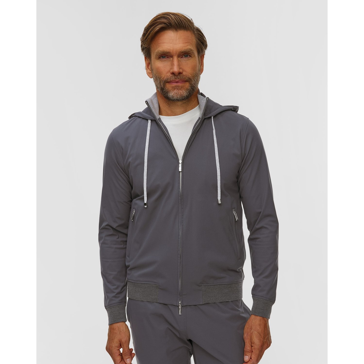 Szara Bluza Z Kapturem Męska Pashmere