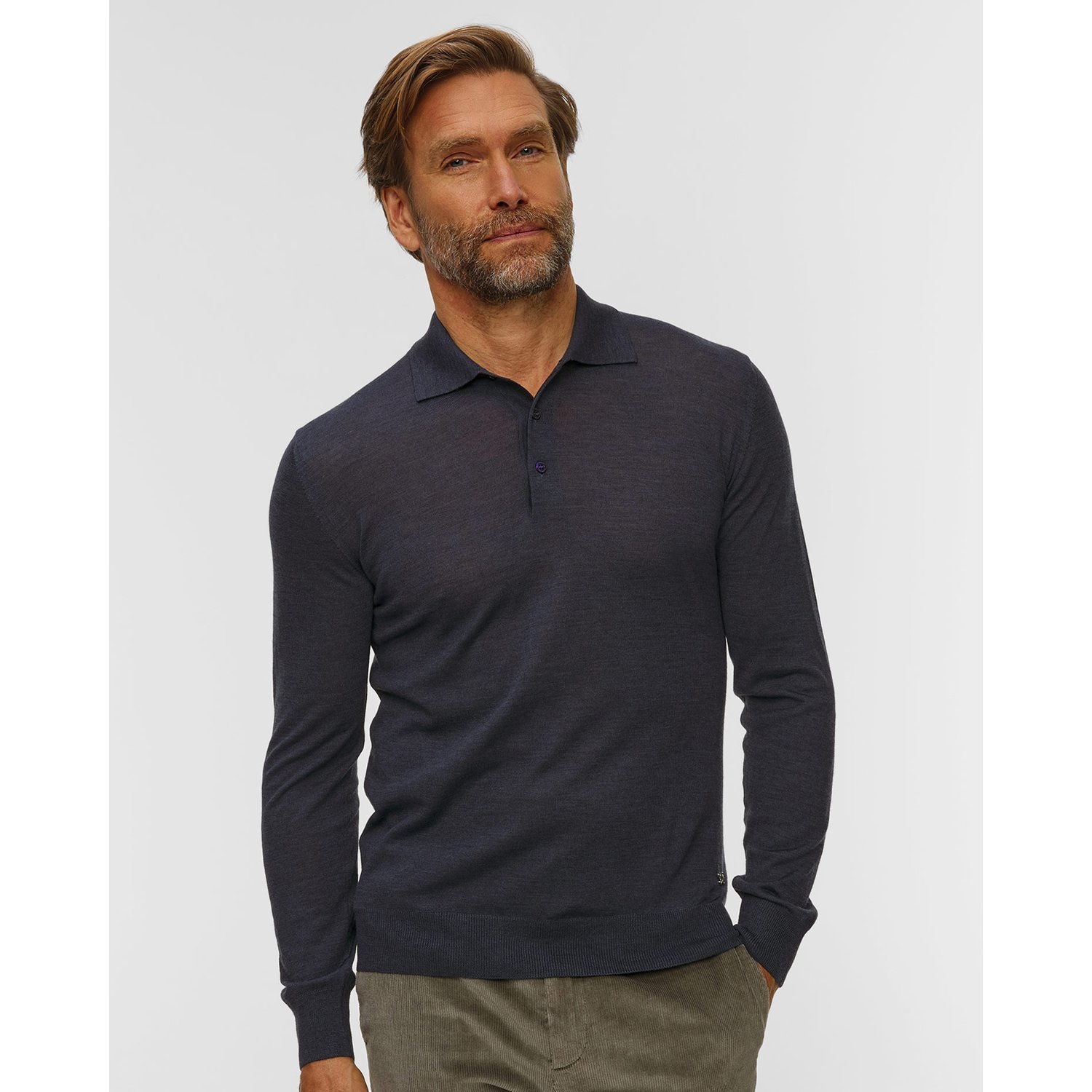 Wełniany Sweter Polo Męski Pashmere