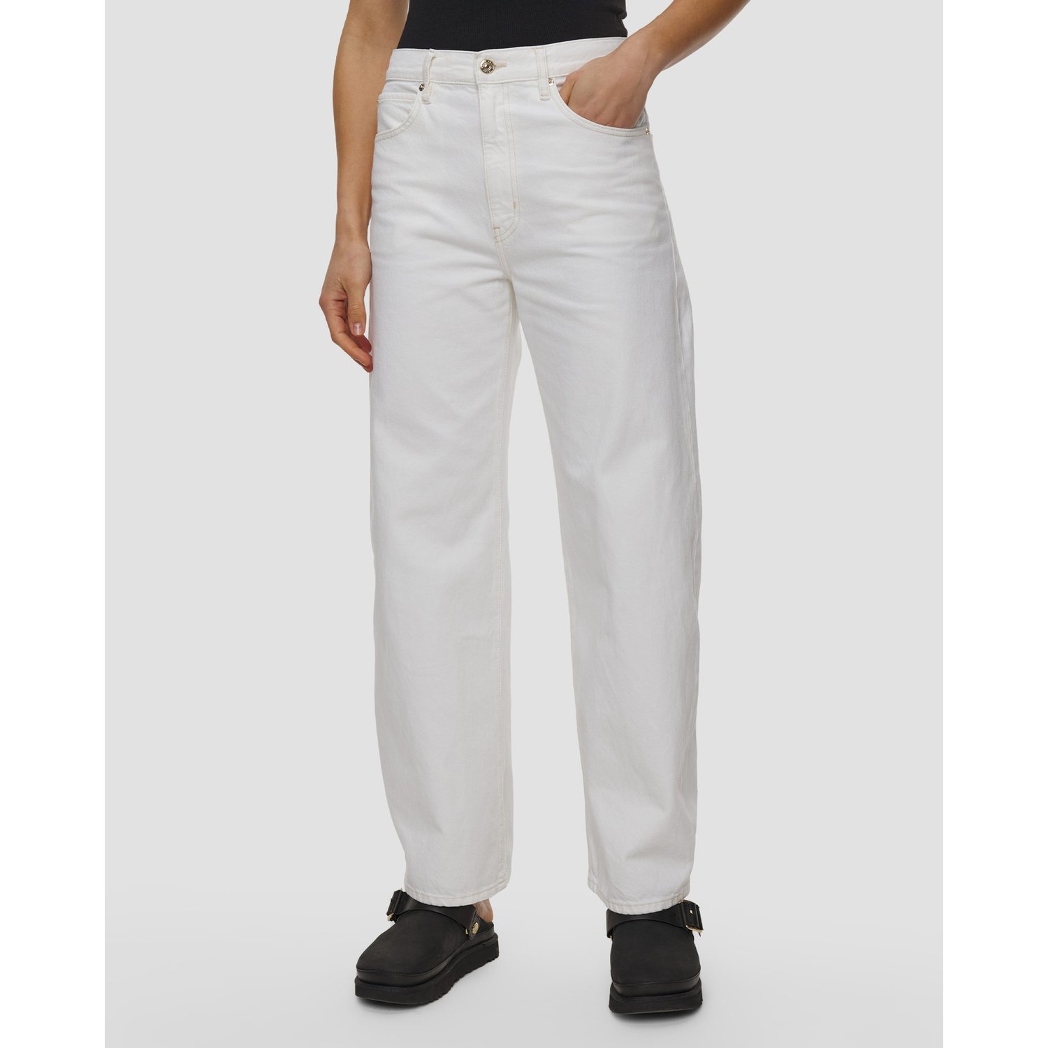 Białe Spodnie Jeansowe Damskie Frame The Bow