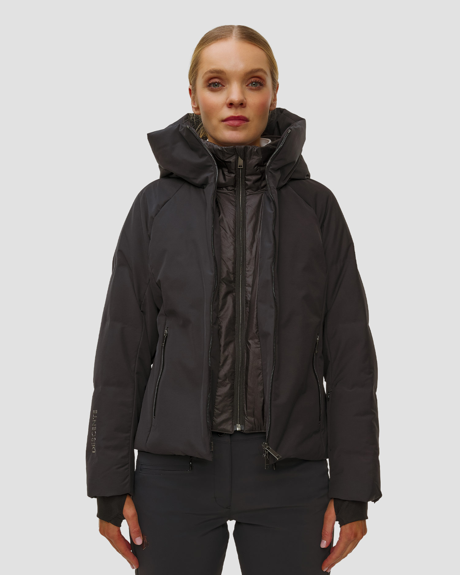 Kurtka narciarska puchowa damska Descente Double Collar Jacket czarna