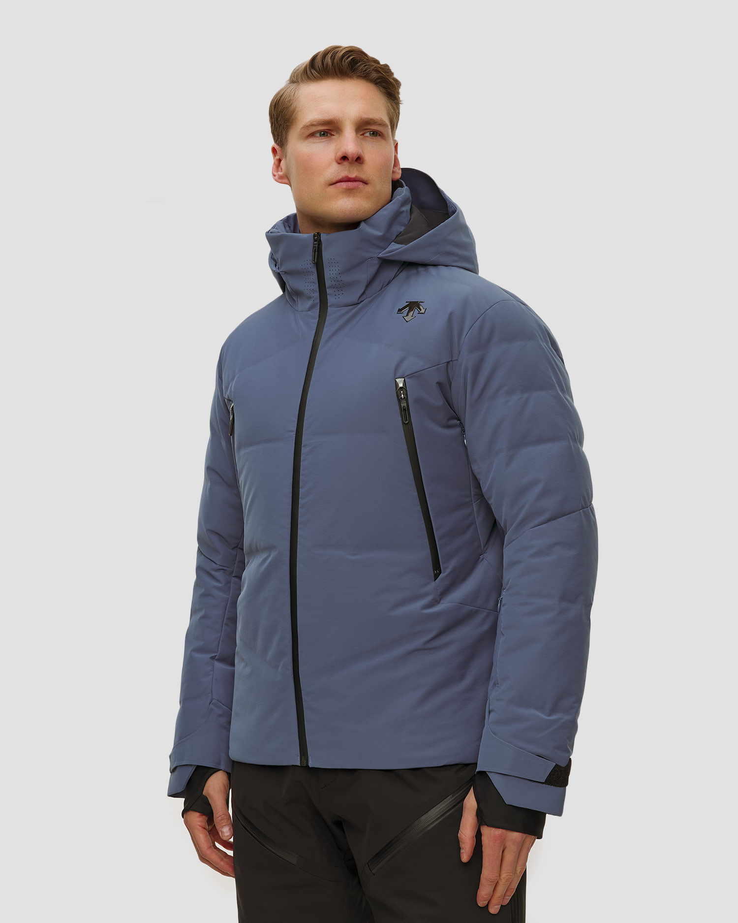 Descente Hybrid Down Jacket Herren-Skijacke, Farbe/Muster: Niebieski,Szary