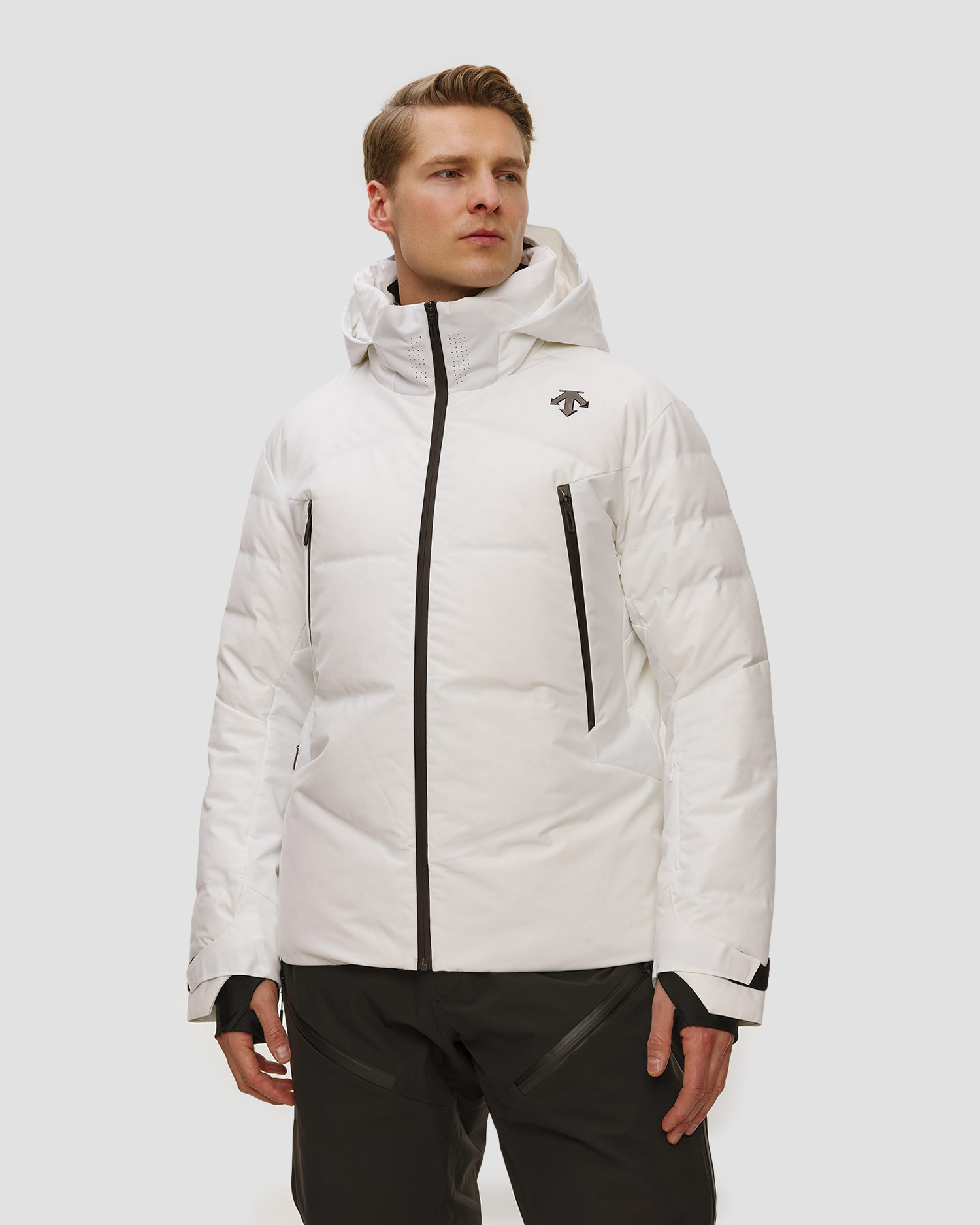 Descente Hybrid Down Jacket Herren-Skijacke in Weiß, Farbe/Muster: Biały