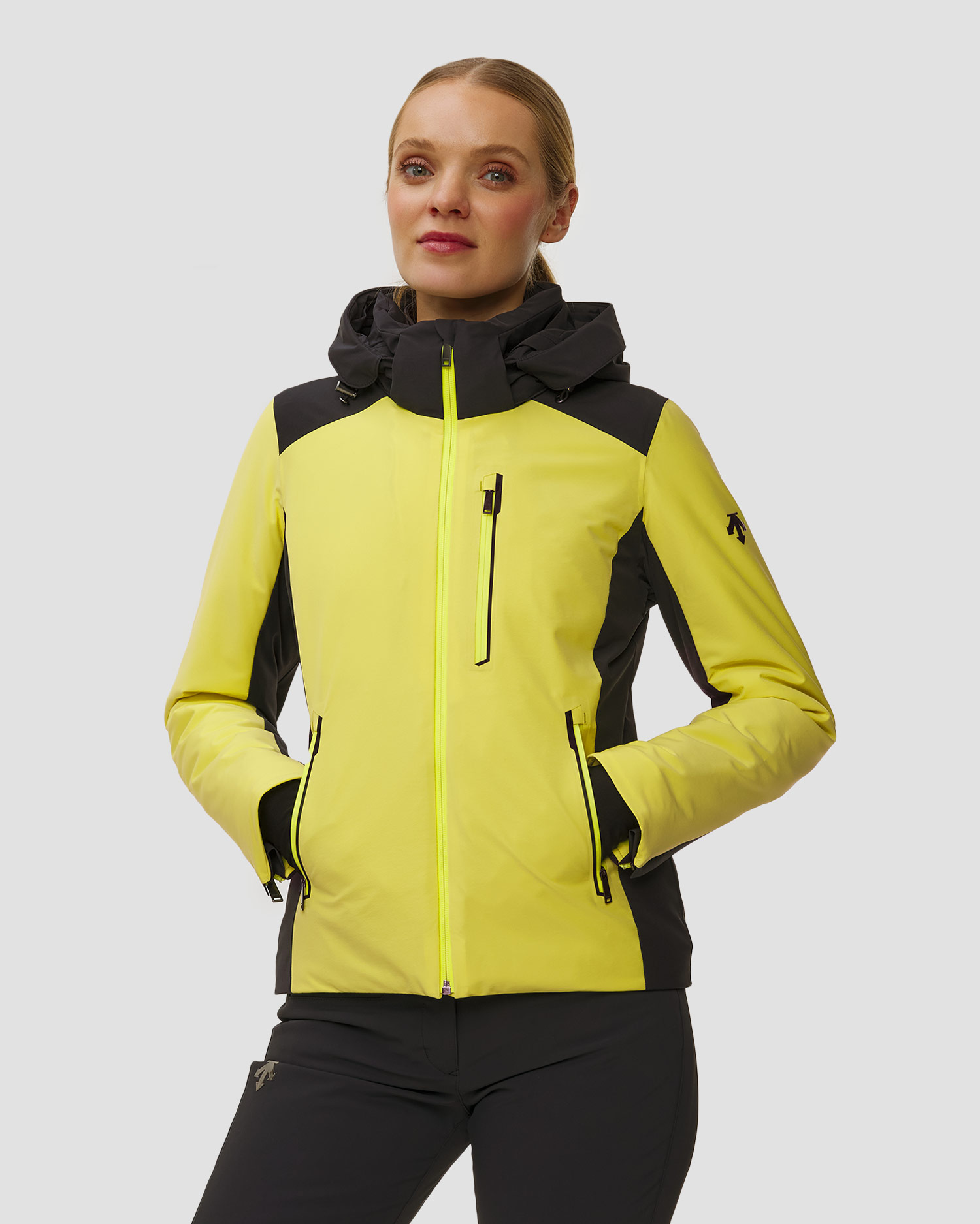 Kurtka narciarska damska Descente Iriss, Kolor/Wzór: Żółty,Czarny