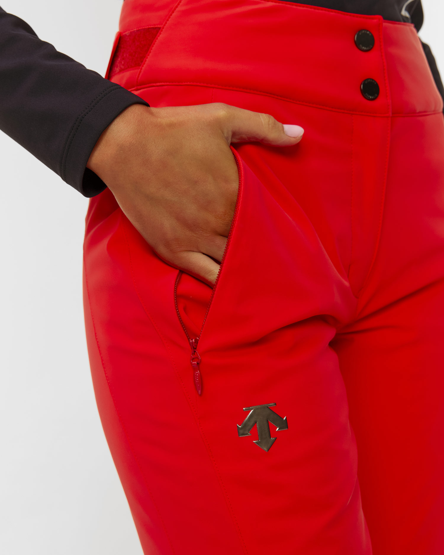 Spodnie narciarskie z wysokim stanem damskie Descente Insulated Pants czerwone