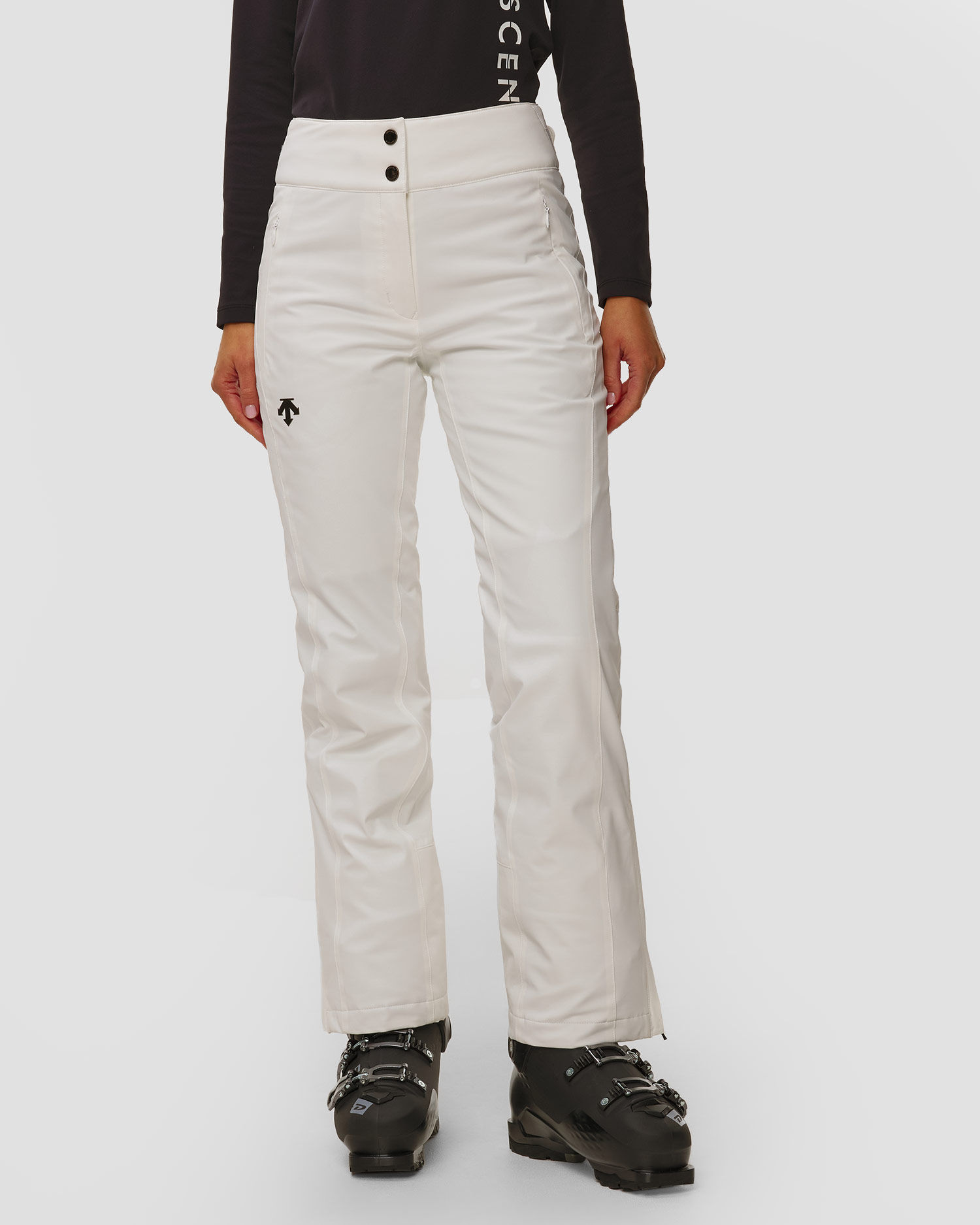 Spodnie narciarskie z wysokim stanem damskie Descente Insulated Pants białe, Kolor/Wzór: Biały
