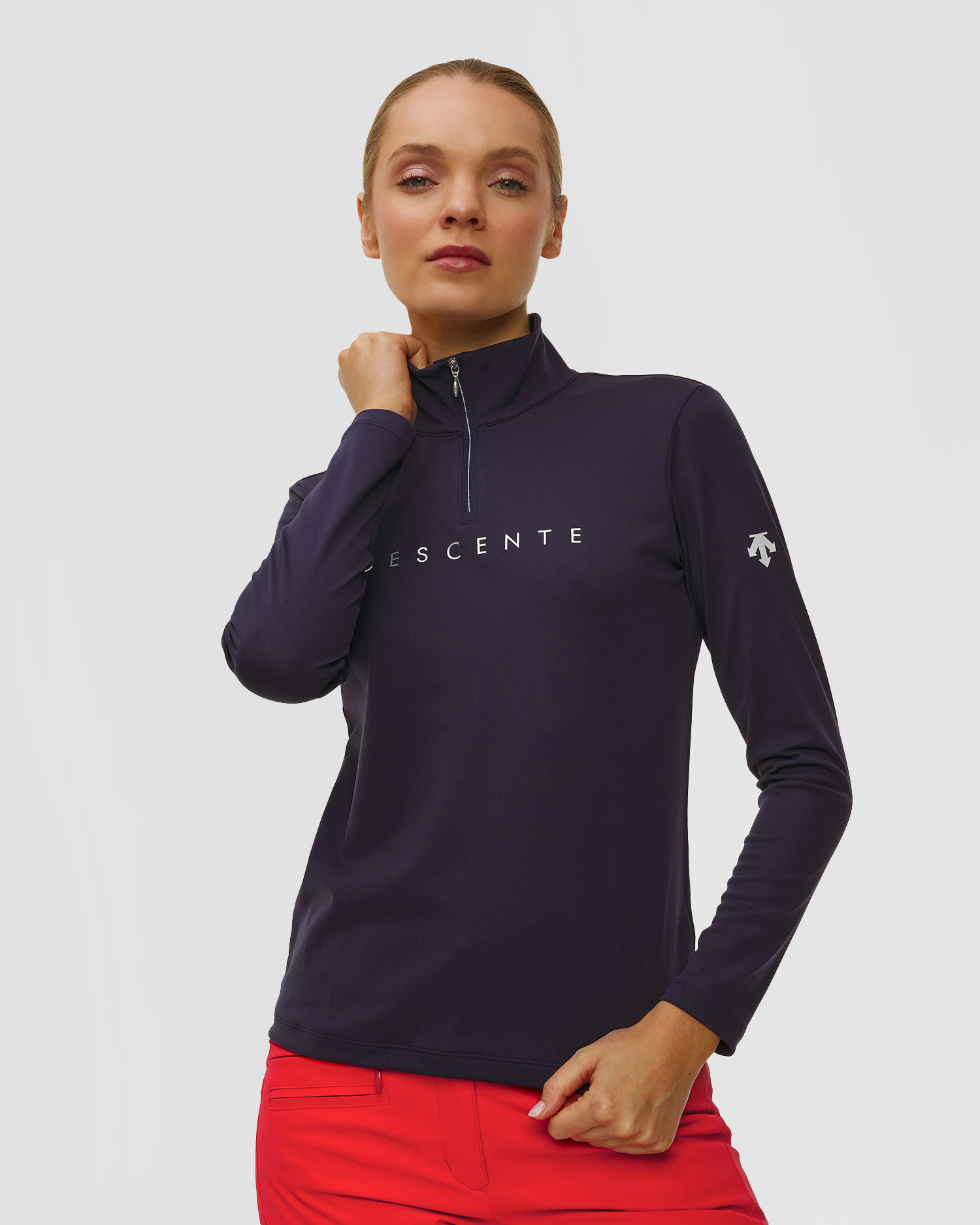 Women's ski turtleneck Descente Chest Logo T-Neck navy blue