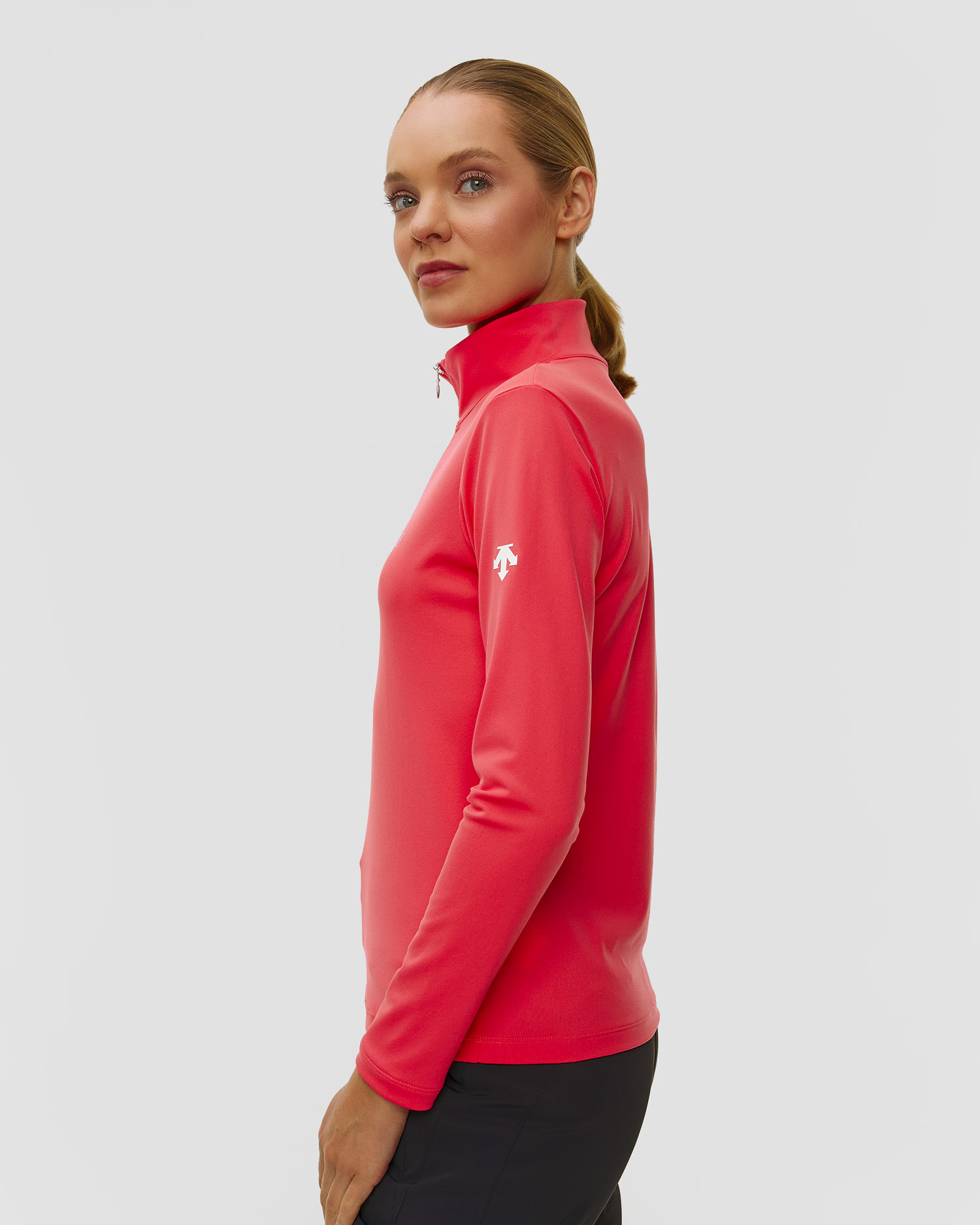 Descente Chest Logo T-Neck Ski-Rollkragenpullover für Damen in Pink