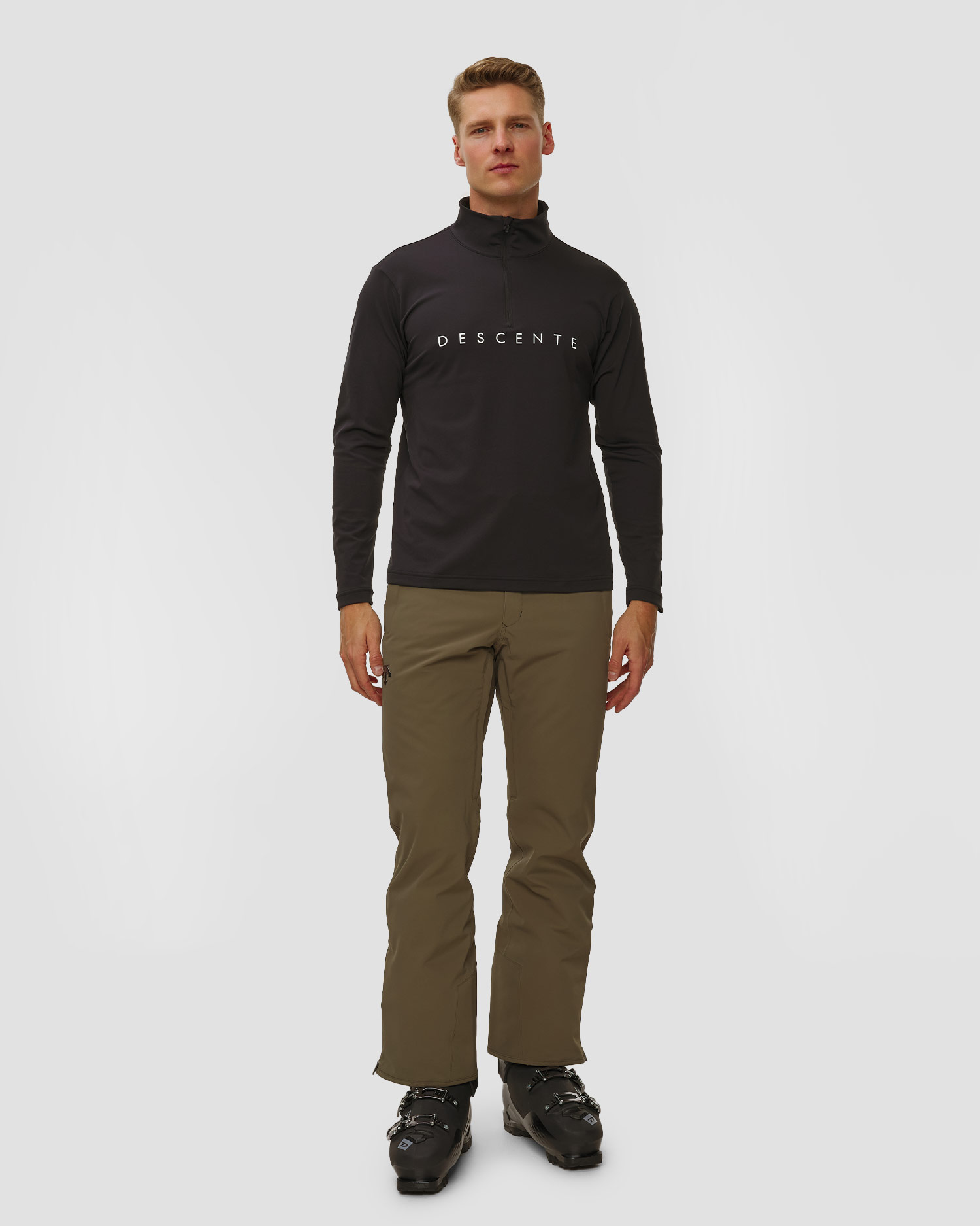 Golf narciarski męski Descente Chest Logo T-Neck czarny