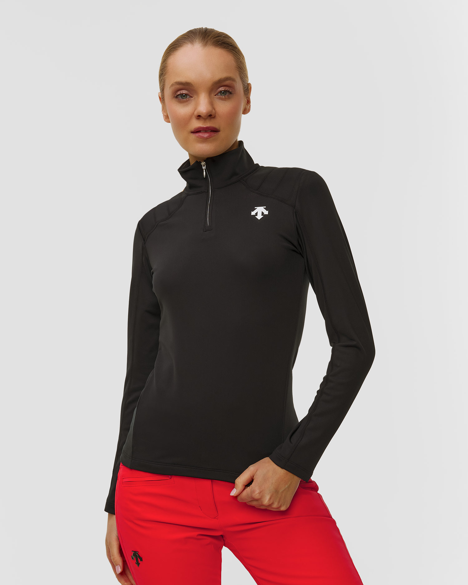 Descente Womens T-Neck Ski-Rollkragenpullover für Damen in Schwarz, Farbe/Muster: Czarny