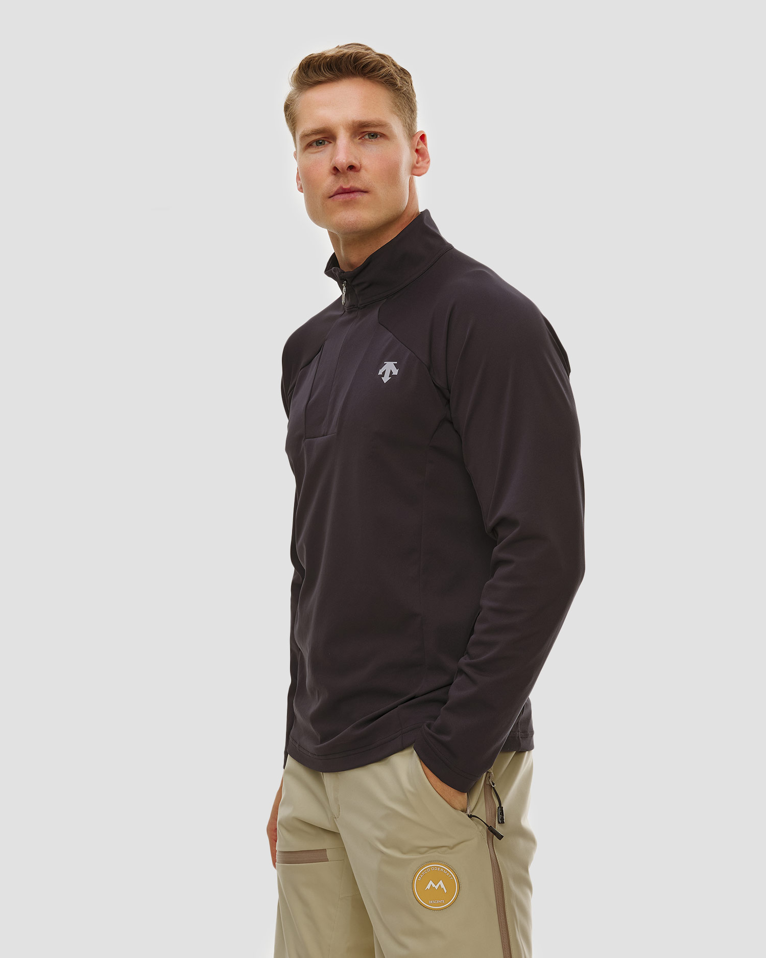 Golf narciarski męski Descente Classic T-Neck czarny
