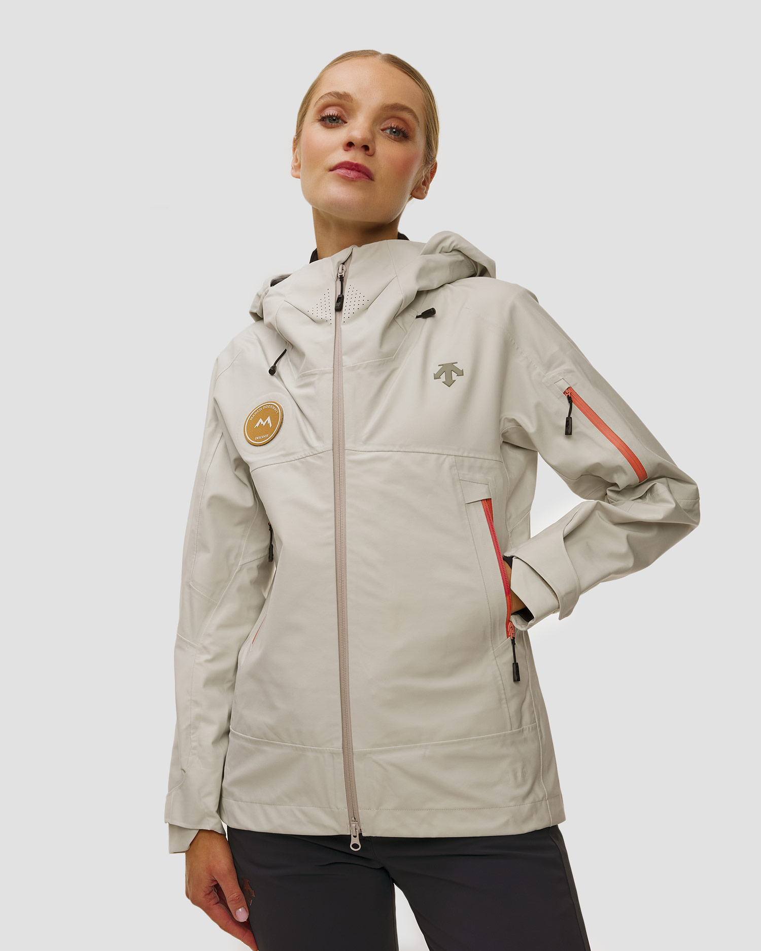 Kurtka narciarska hardsheel damska Descente S.I.O Shell 3L Jacket beżowa
