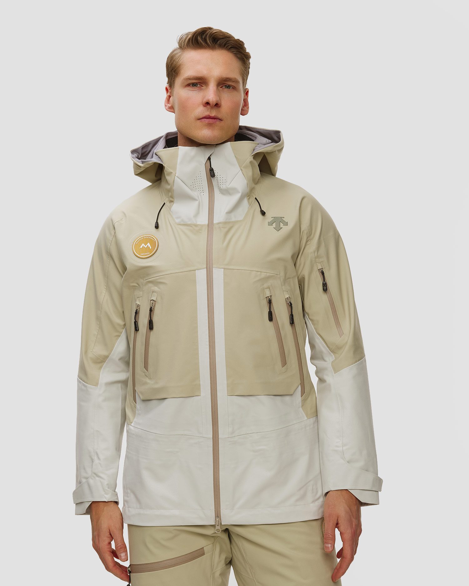 Kurtka narciarska hardsheel męska Descente S.I.O Shell 3L Jacket beżowa, Kolor/Wzór: Beżowy