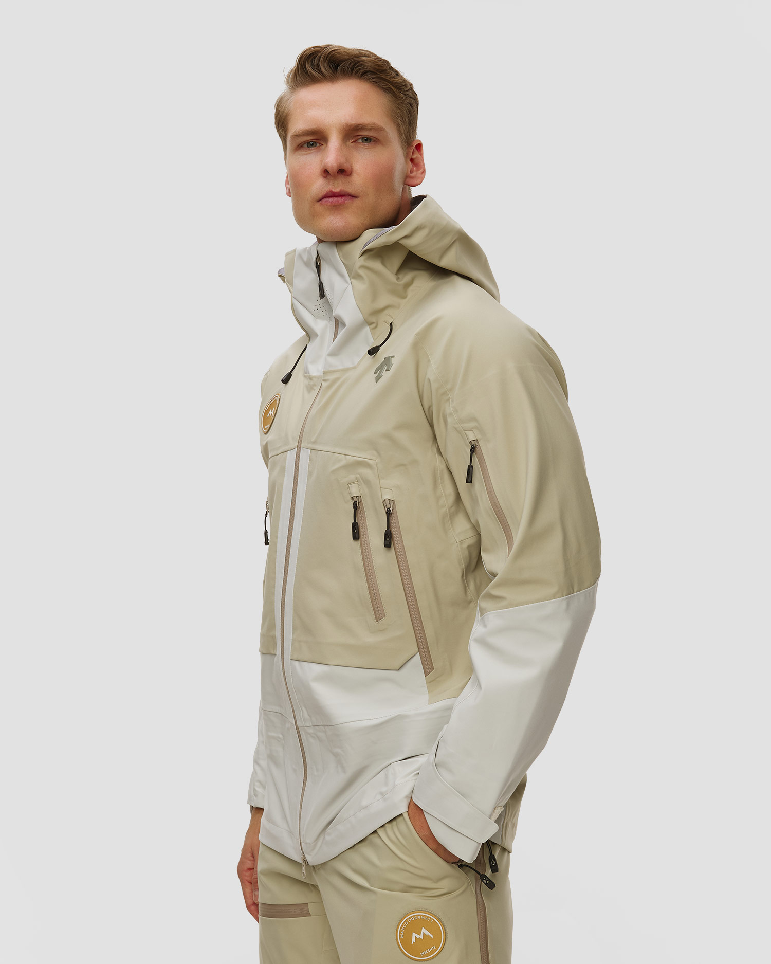 Giacca da sci hardshell da uomo Descente S.I.O Shell 3L Jacket beige