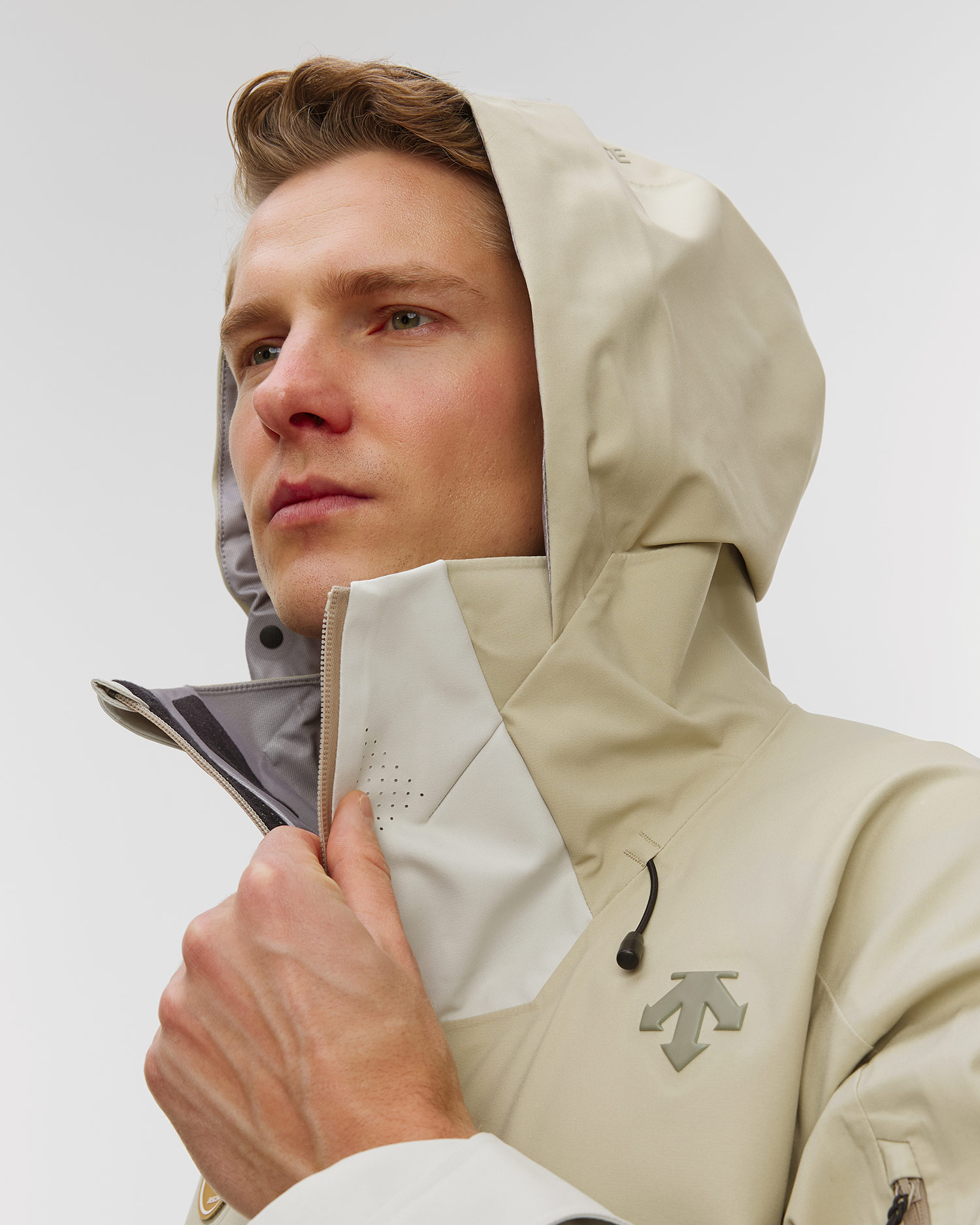 Giacca da sci hardshell da uomo Descente S.I.O Shell 3L Jacket beige