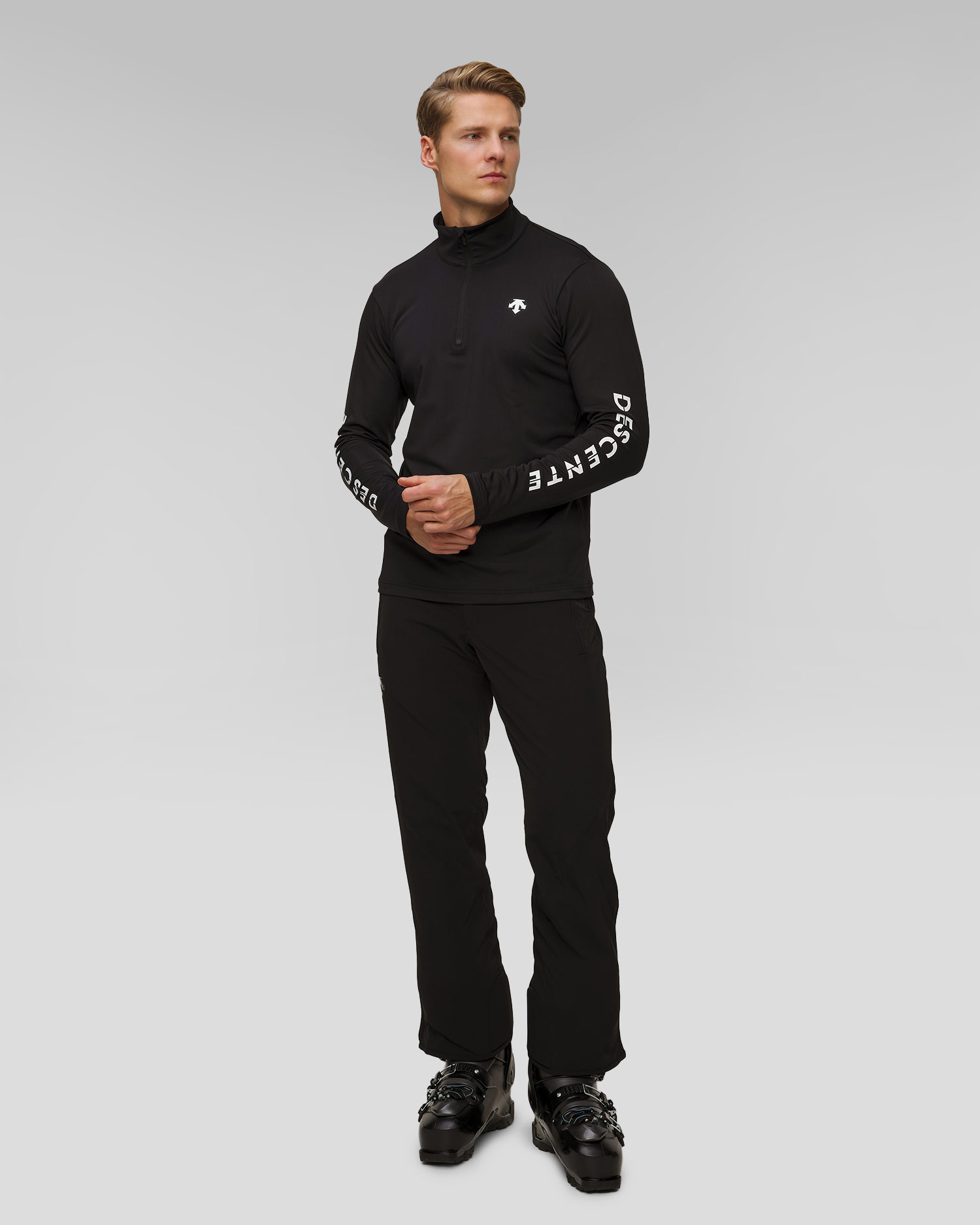 Descente Sleeve Logo Herren-Rollkragenpullover mit Reißverschluss