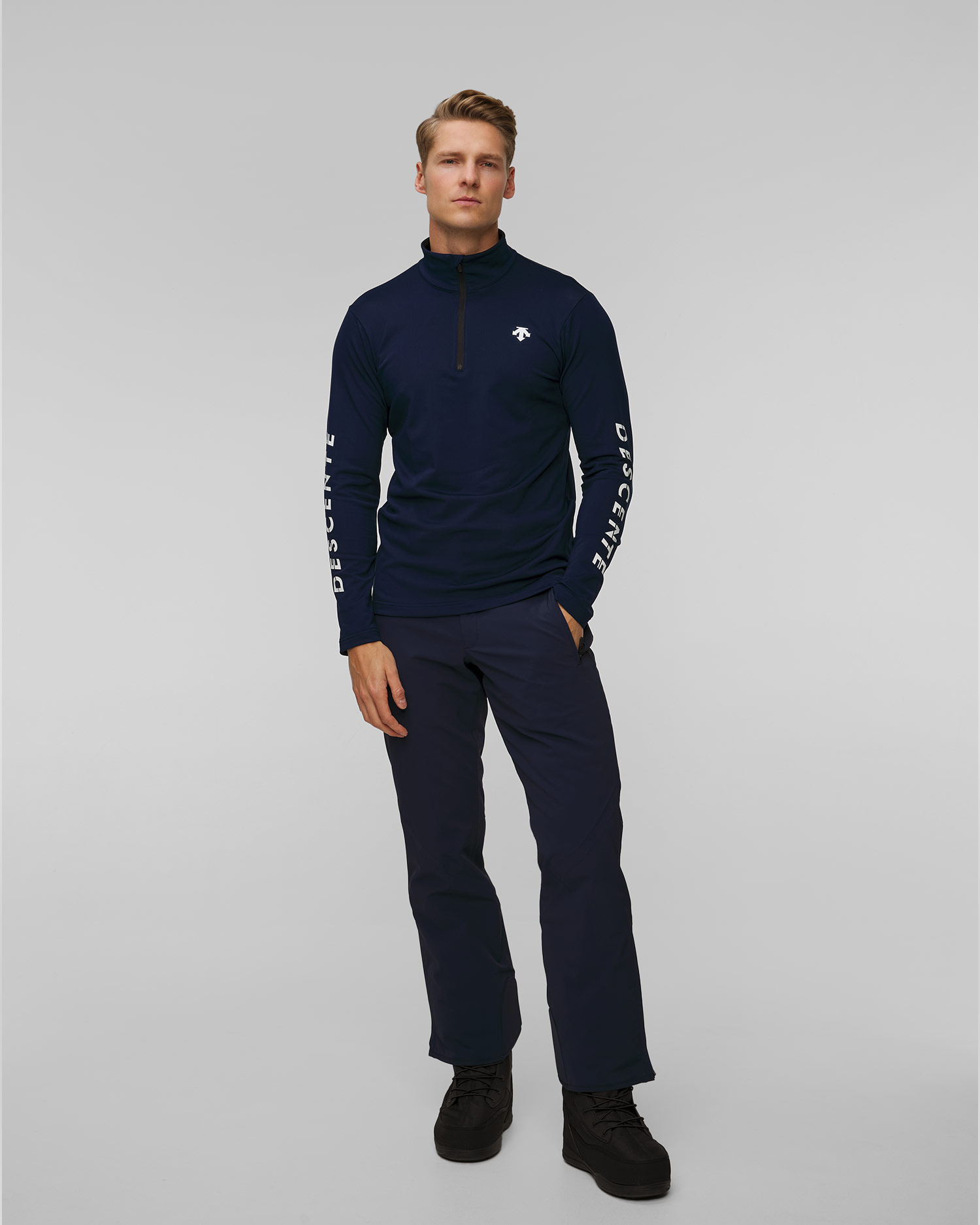 Descente Sleeve Logo Herren-Rollkragenpullover mit Reißverschluss