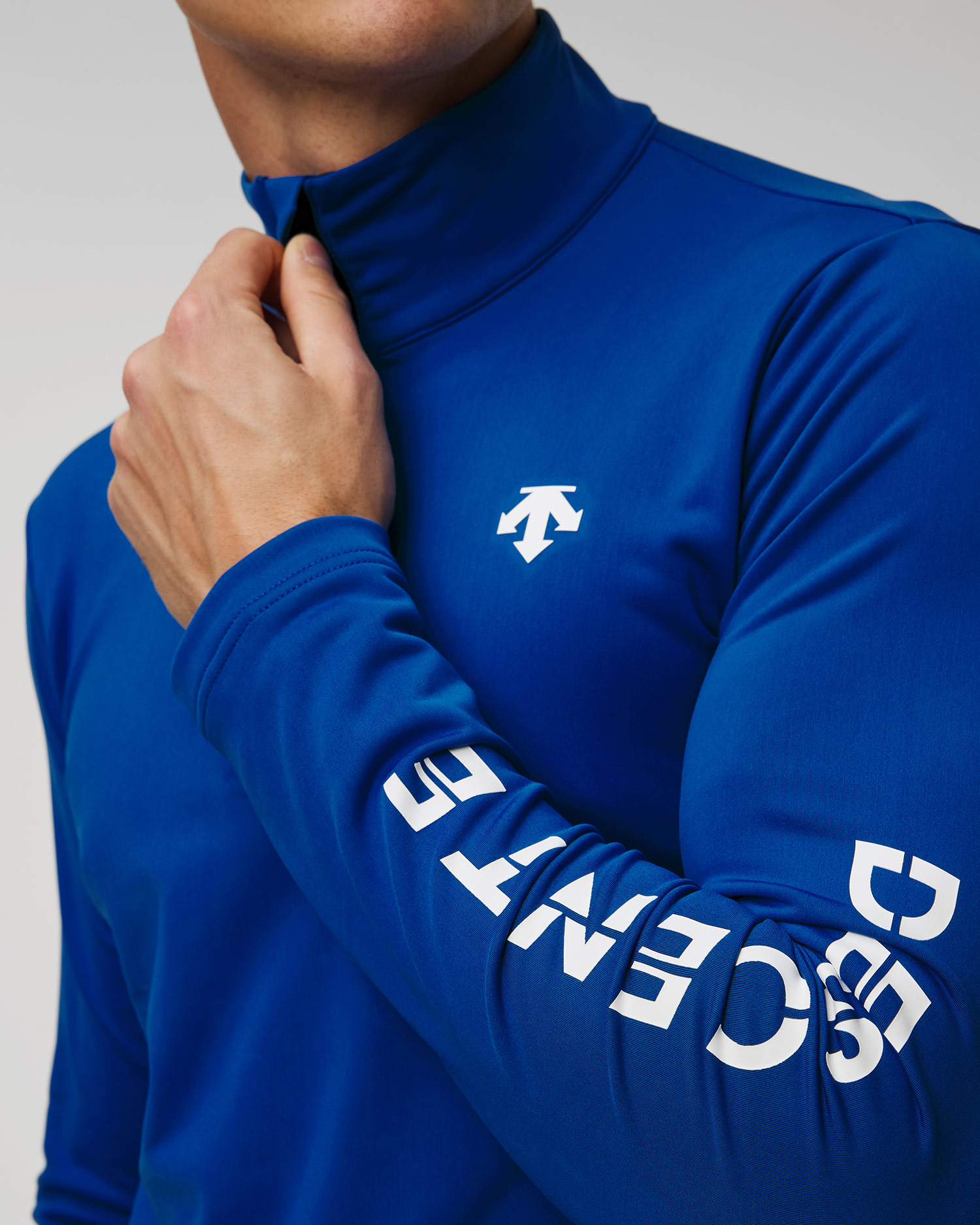 Pulover cu guler înalt cu fermoar pentru bărbați Descente Sleeve Logo