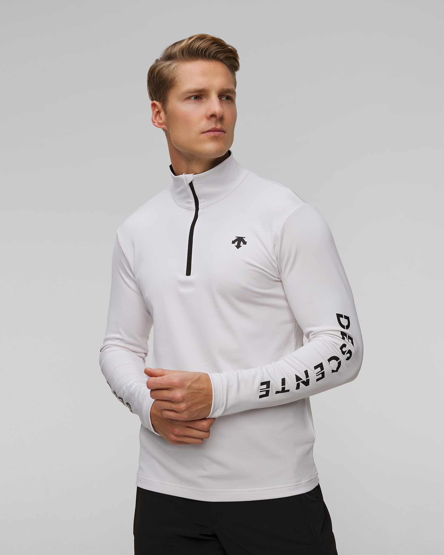 Descente Sleeve Logo Herren-Rollkragenpullover mit Reißverschluss