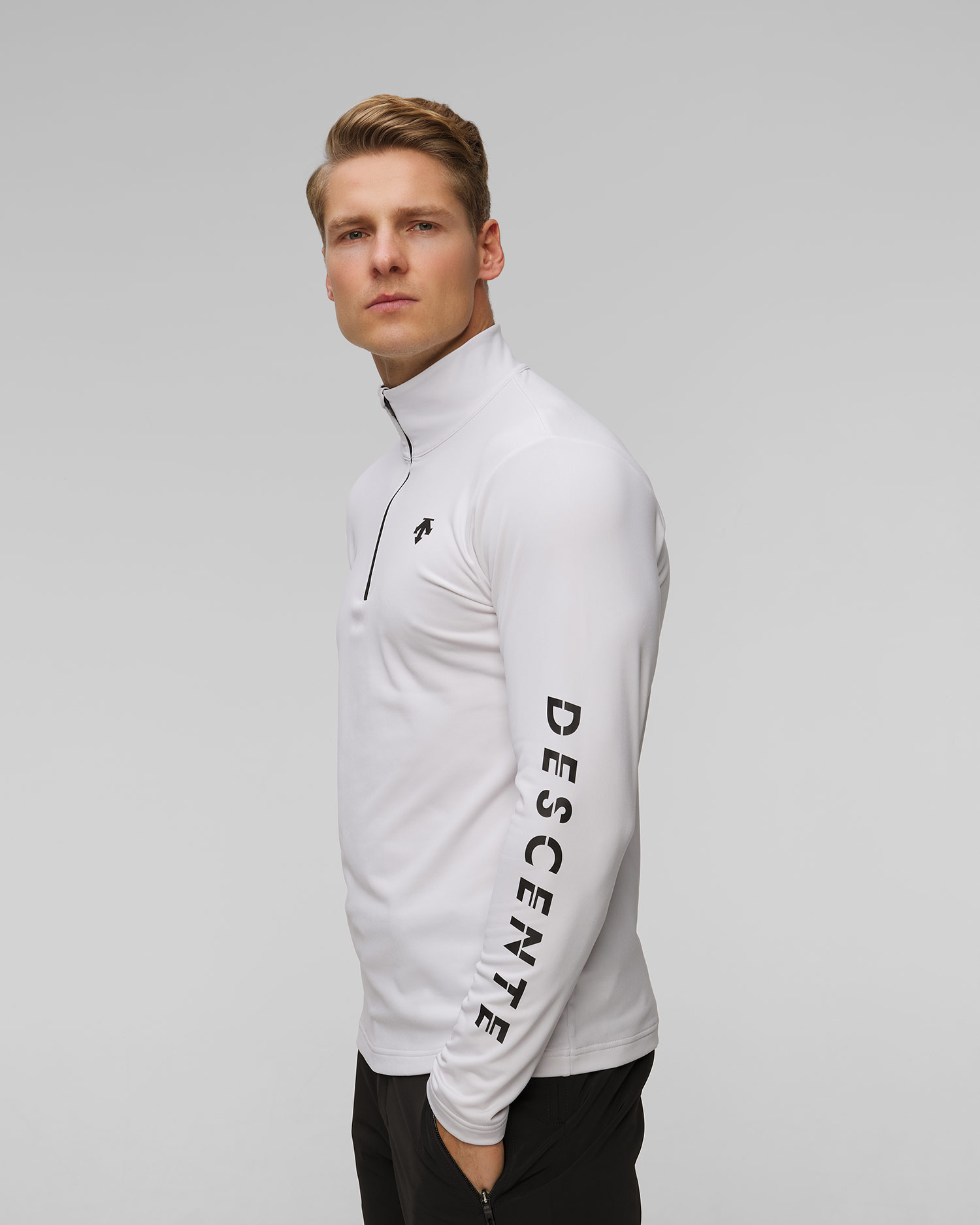 Descente Sleeve Logo Herren-Rollkragenpullover mit Reißverschluss