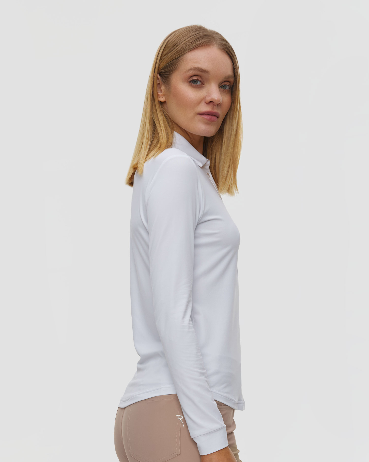 Women's white long-sleeve polo Chervo Amur