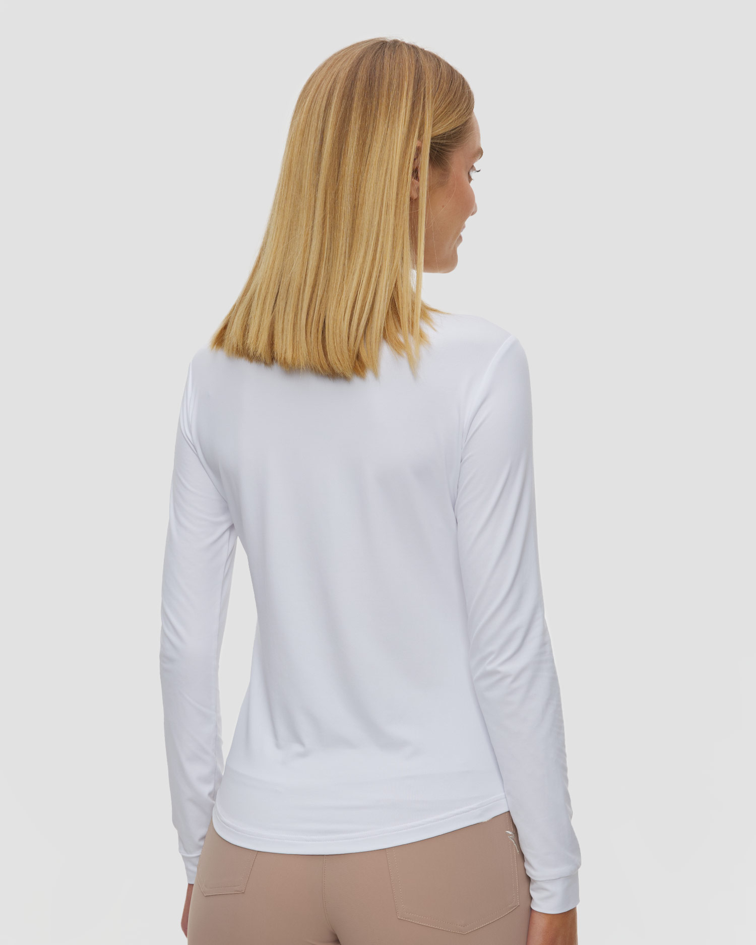 Women's white long-sleeve polo Chervo Amur