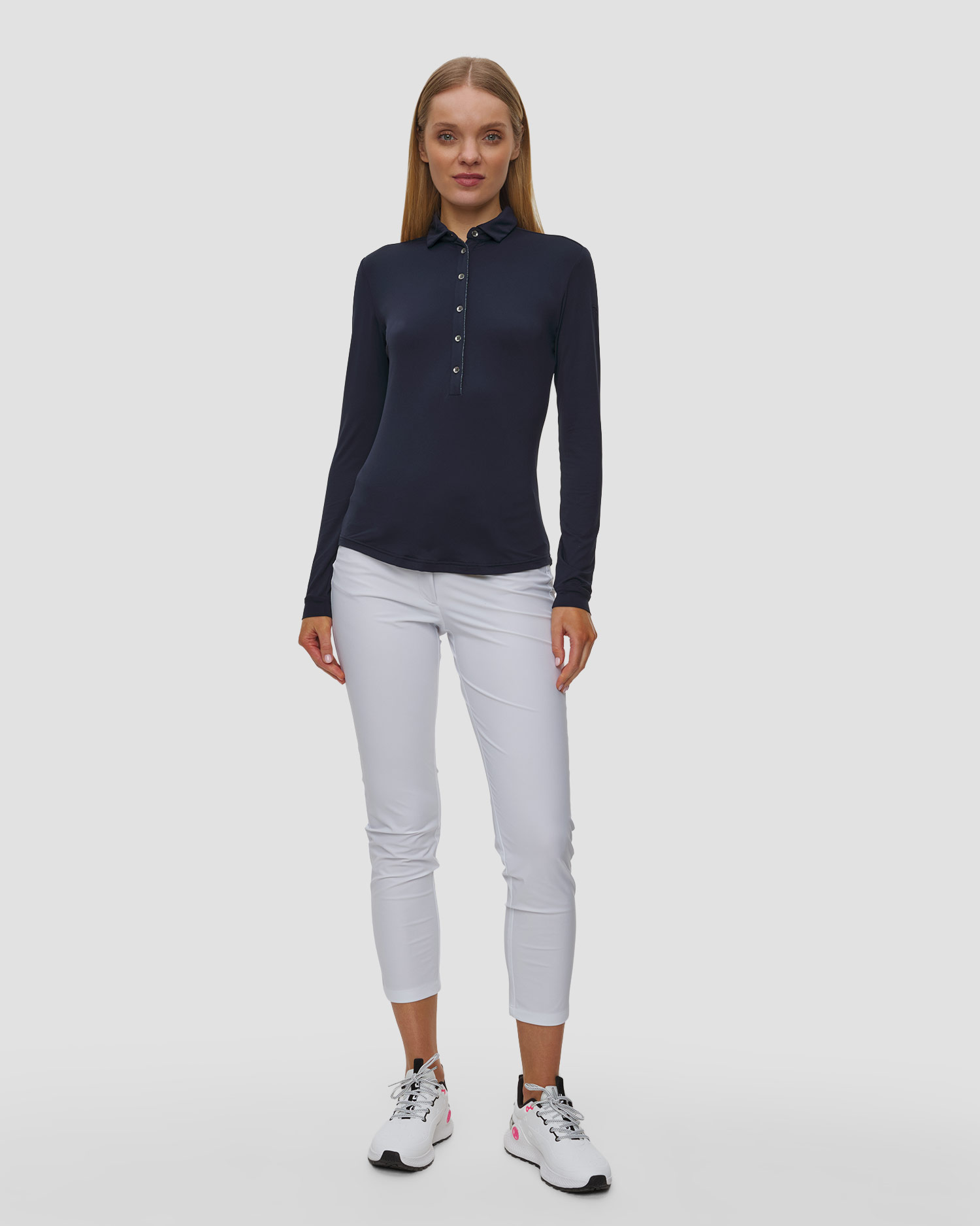 Women's navy blue long-sleeve polo Chervo Amur