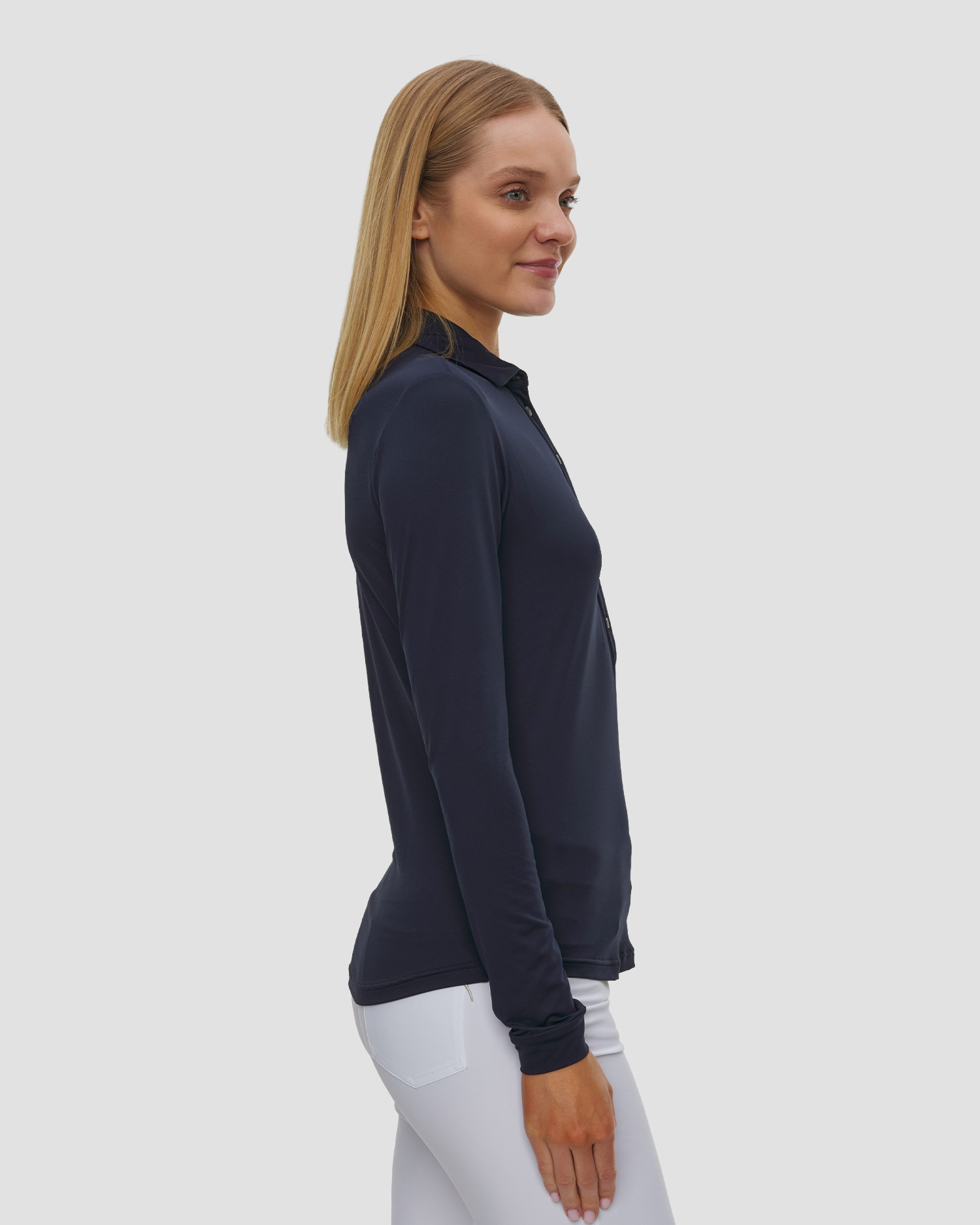 Women's navy blue long-sleeve polo Chervo Amur