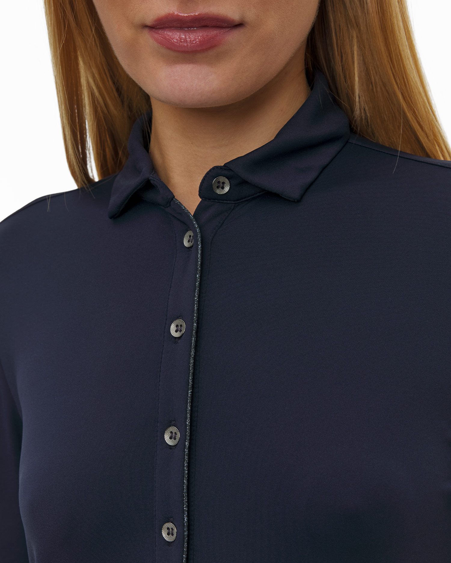 Women's navy blue long-sleeve polo Chervo Amur