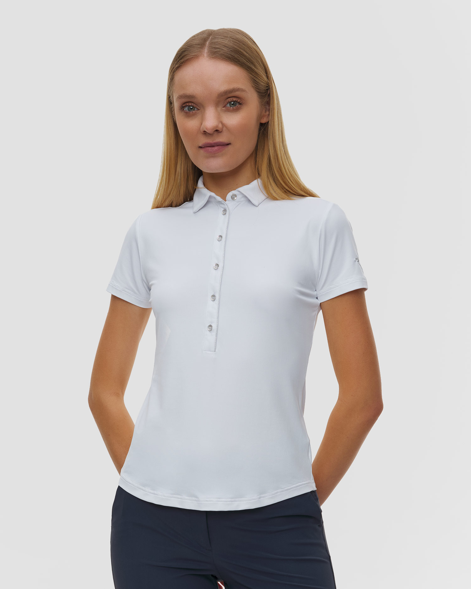 Women's white polo Chervo Anchise, Color/Pattern: Biały