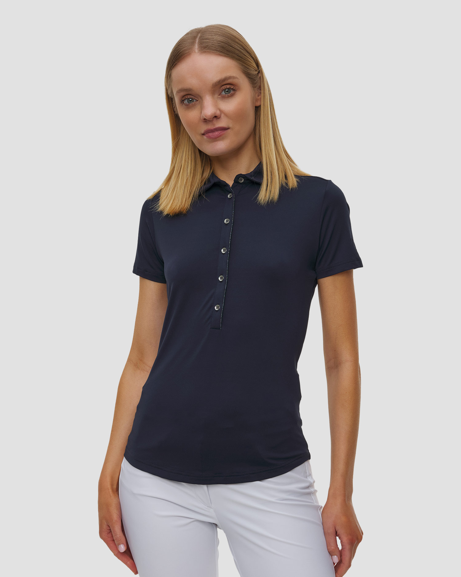 Women's navy blue polo Chervo Anchise, Color/Pattern: Granatowy