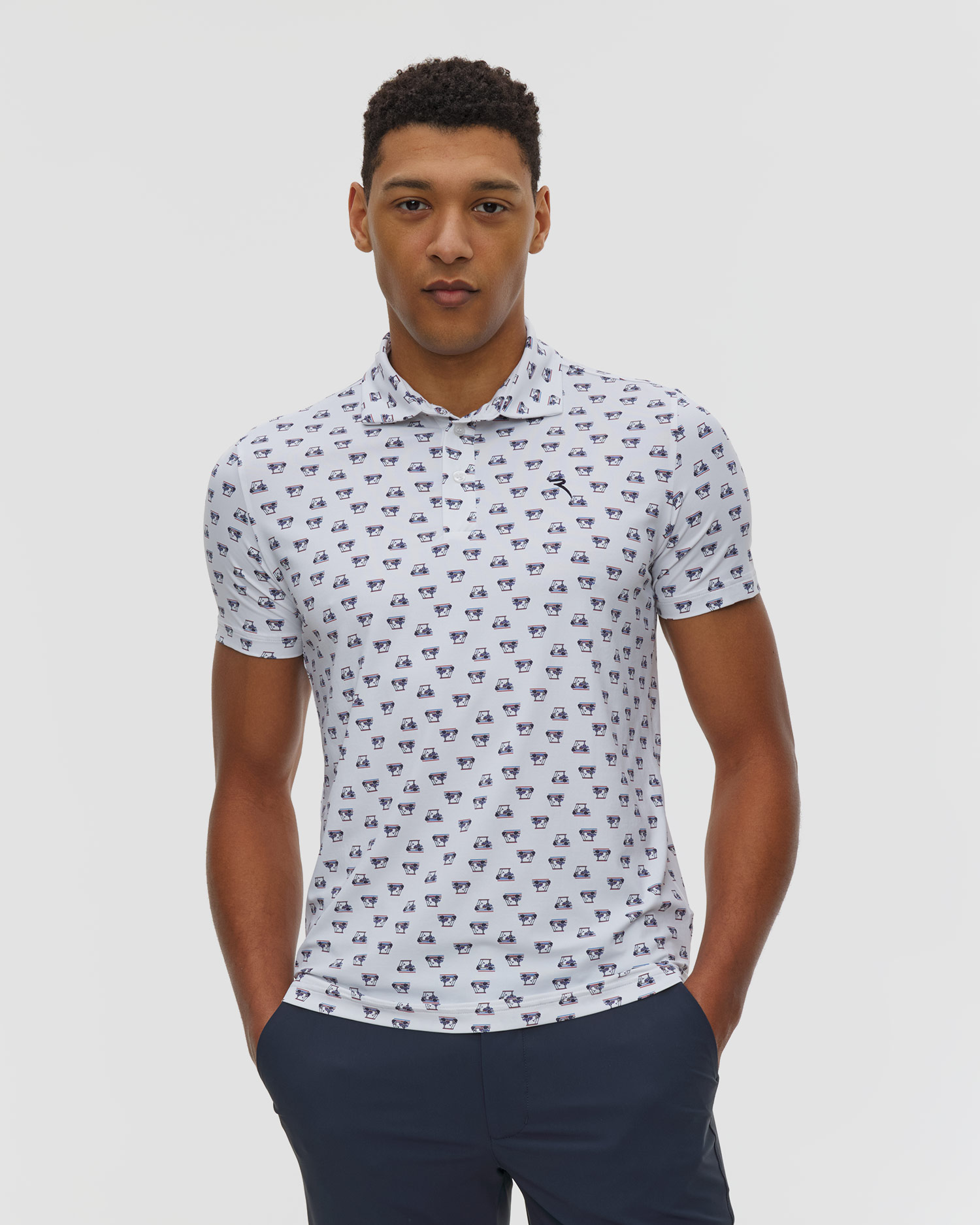 Polo pour hommes Chervo Agree, Couleur: Biały,Print