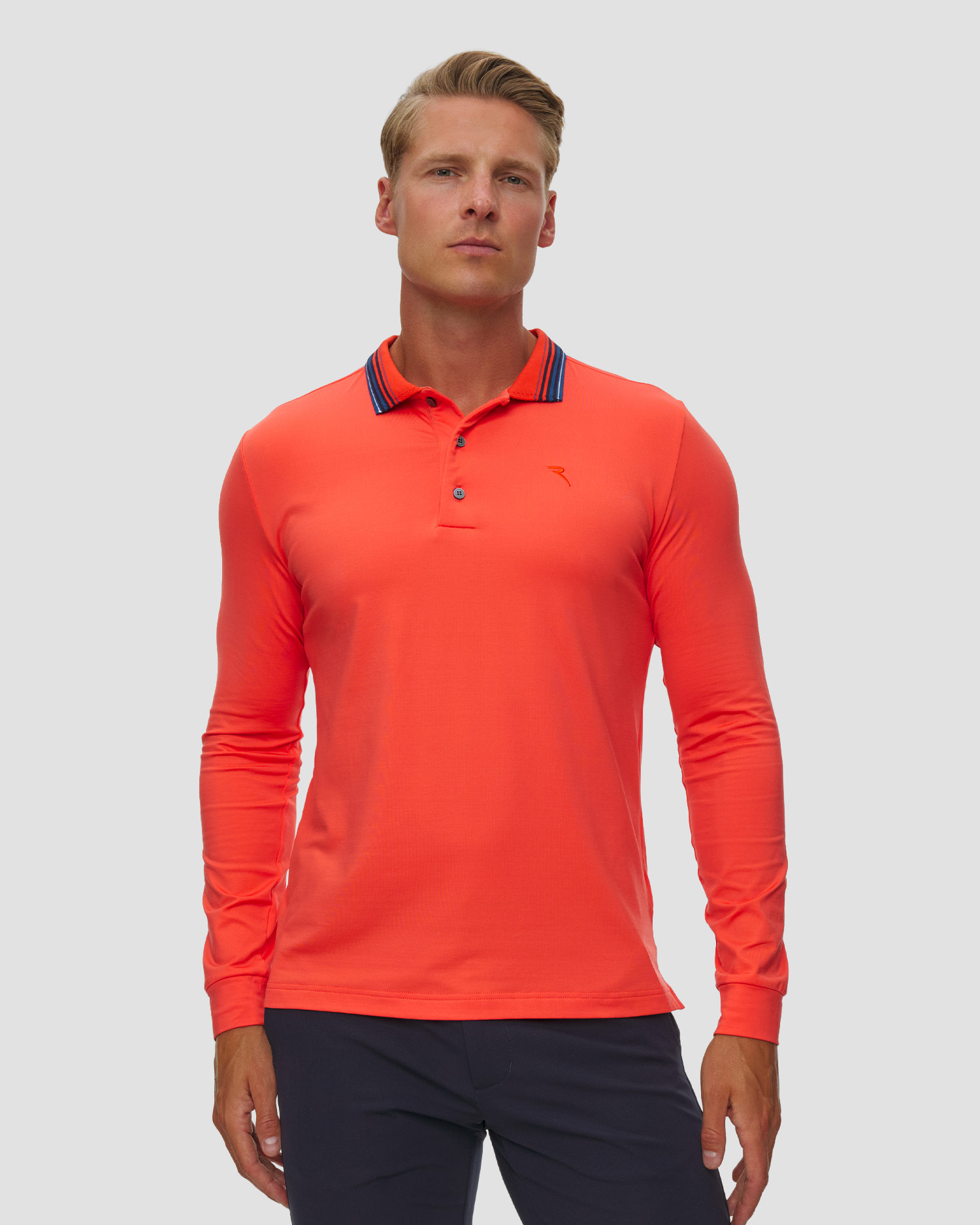 Chervo Arborio Herren-Poloshirt mit langen Ärmeln, Farbe/Muster: Pomarańczowy