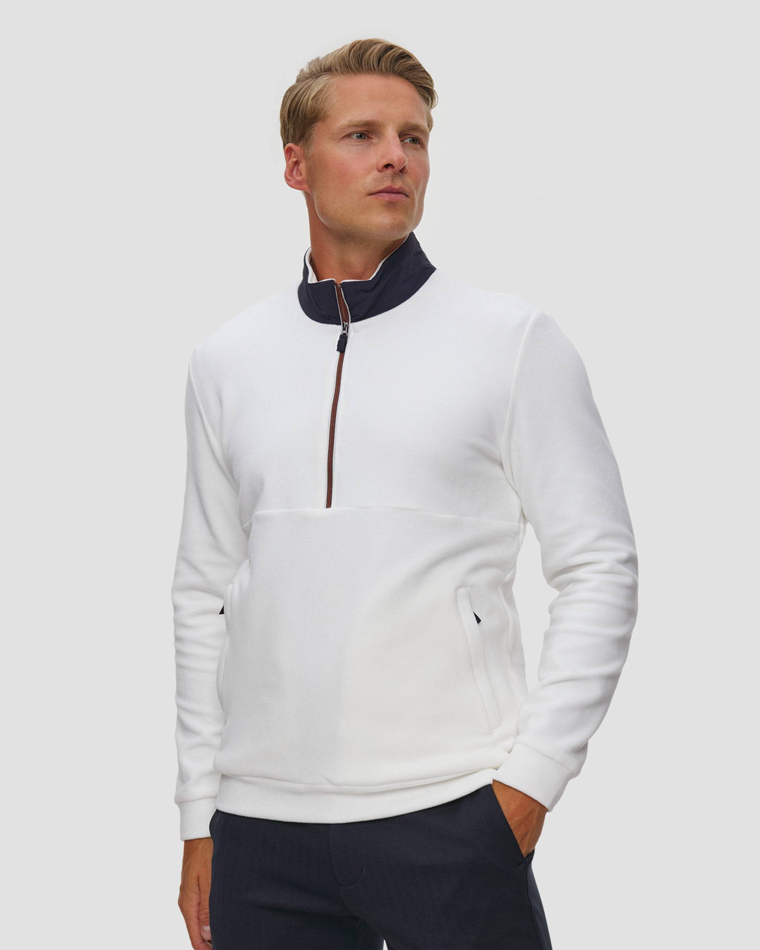 Chervo Puerto Herren-Fleece-Pullover, Farbe/Muster: Biały