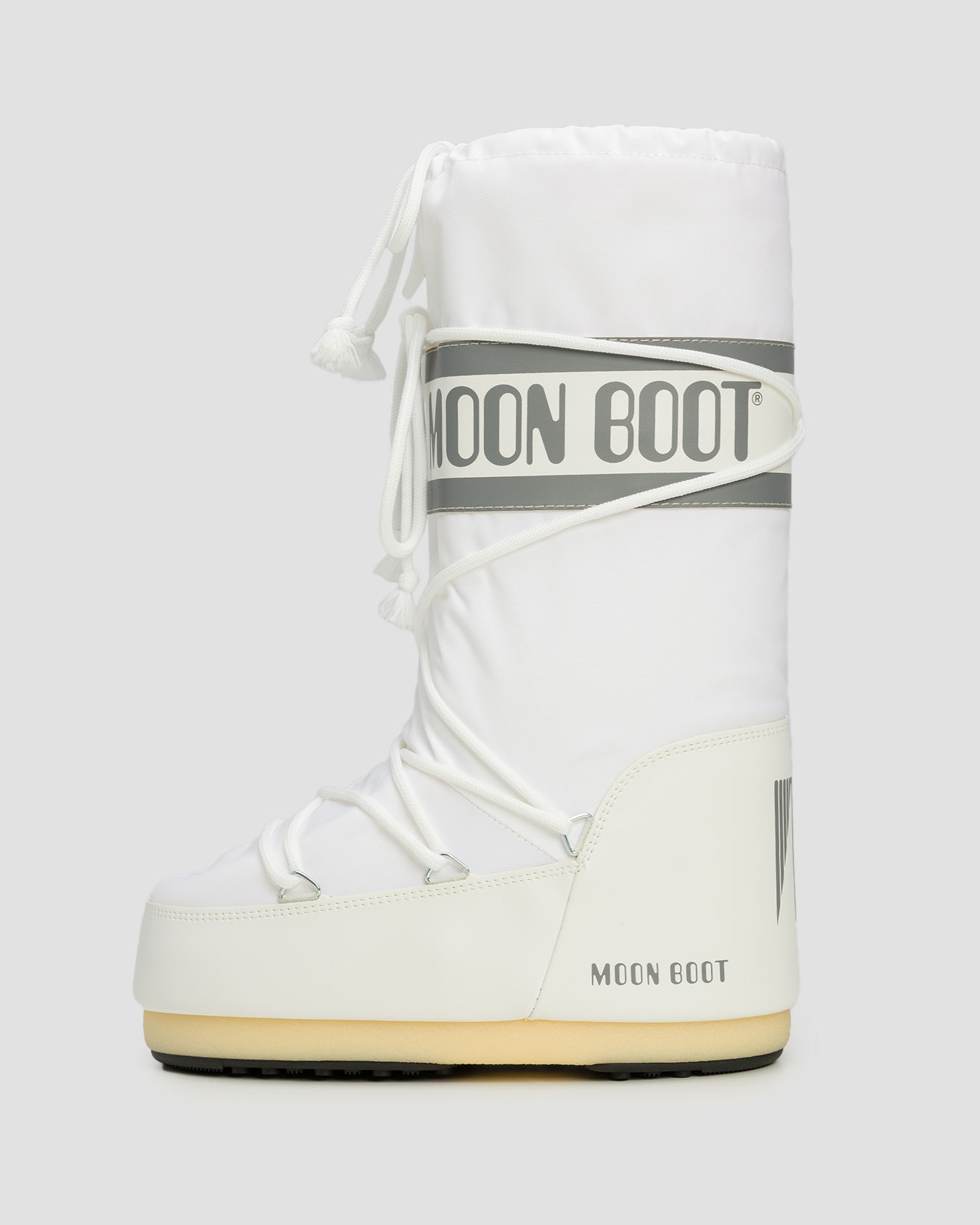 Cizme de zăpadă albe Moon Boot Icon Nylon