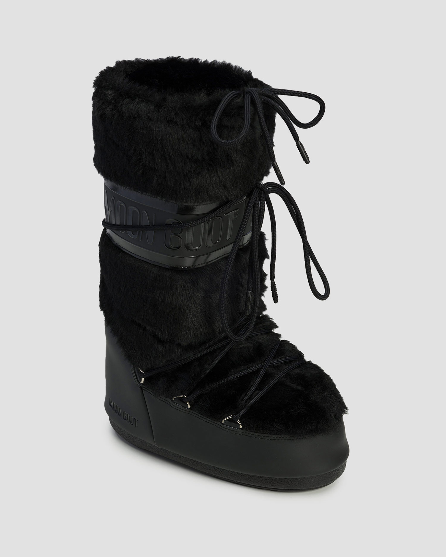 Czarne śniegowce damskie Moon Boot Icon Faux Fur