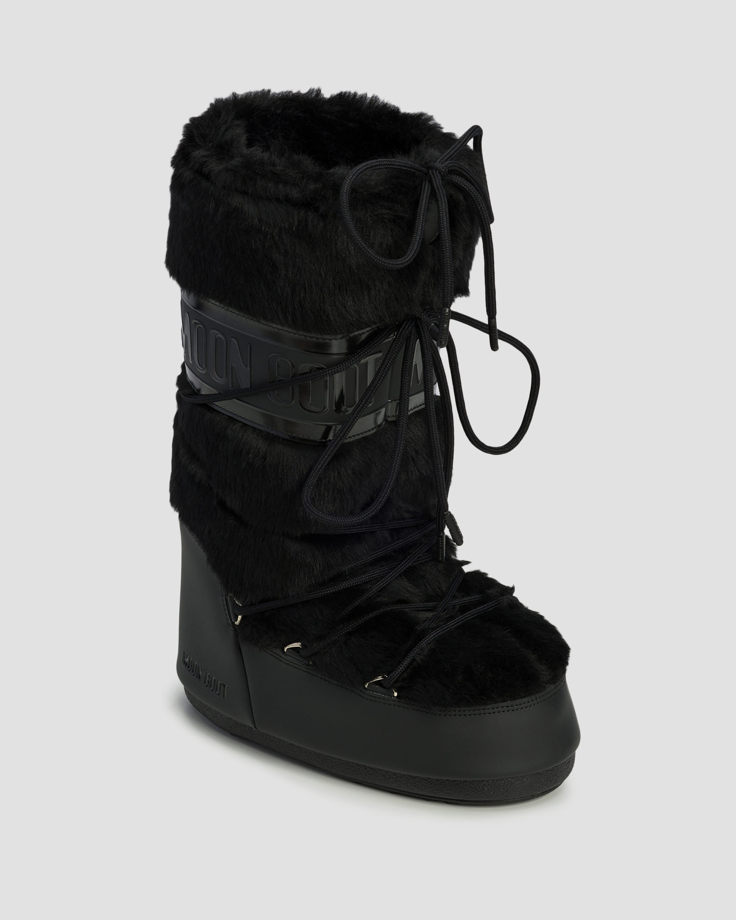 Czarne śniegowce damskie Moon Boot Icon Faux Fur