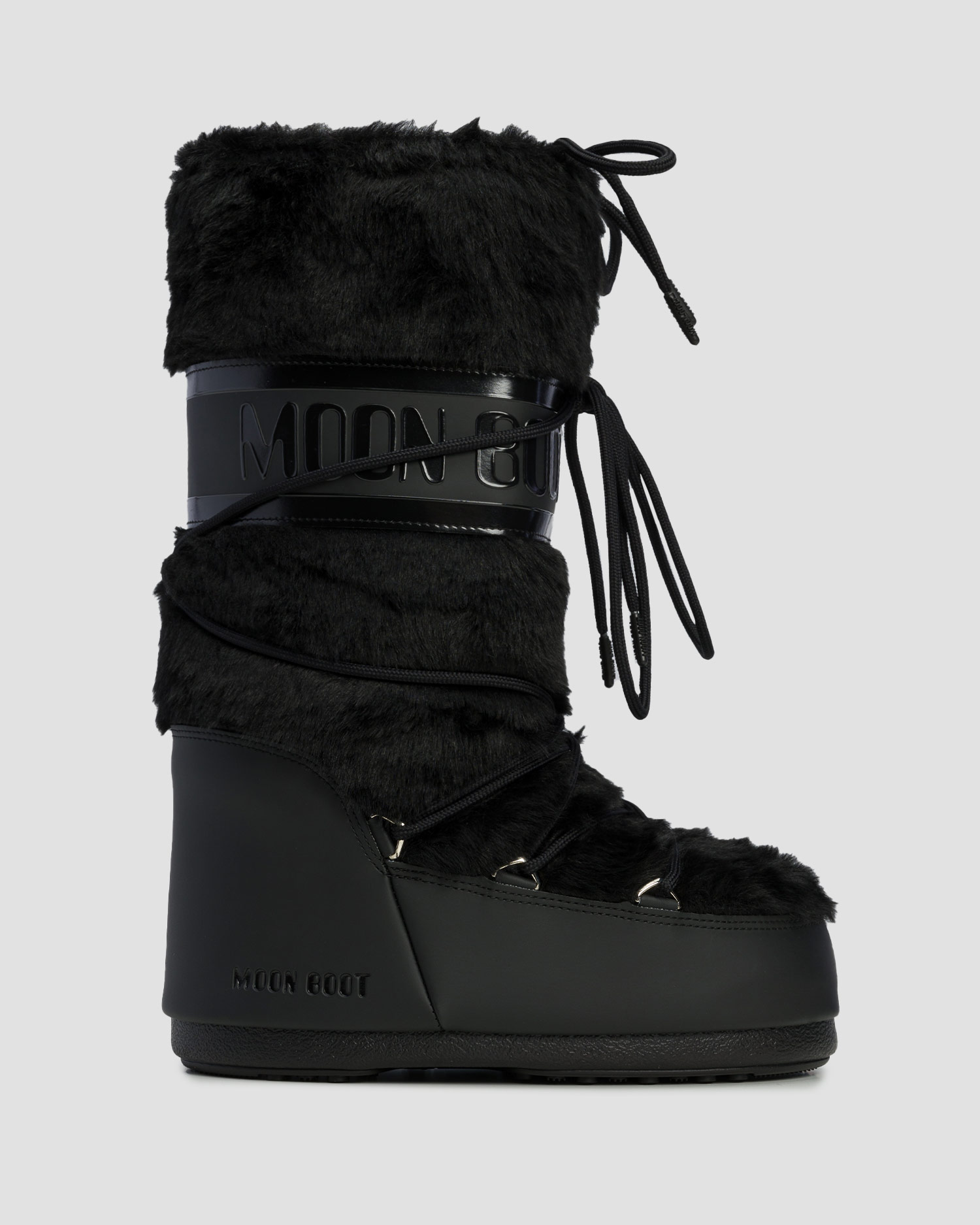Czarne śniegowce damskie Moon Boot Icon Faux Fur