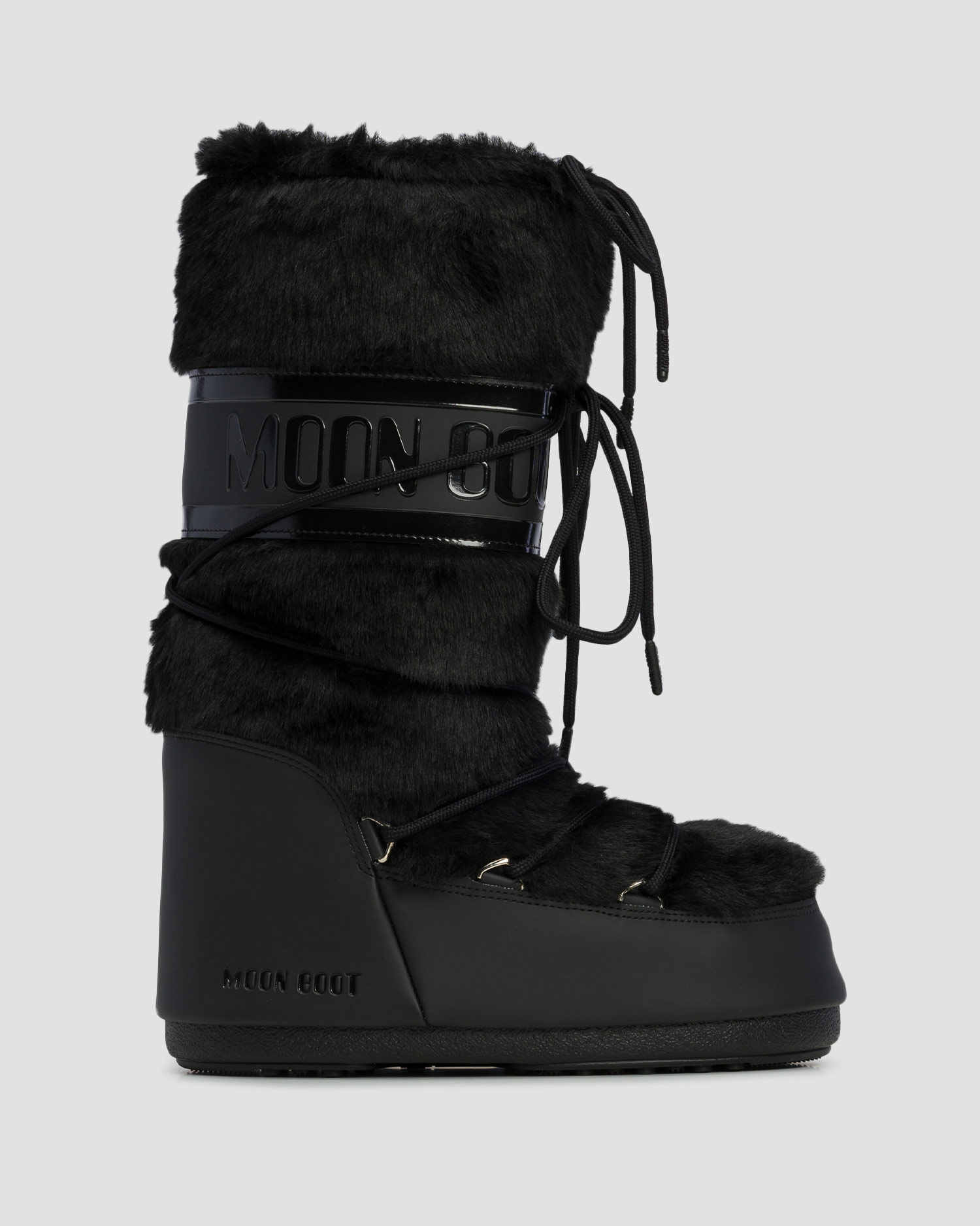 Czarne śniegowce damskie Moon Boot Icon Faux Fur