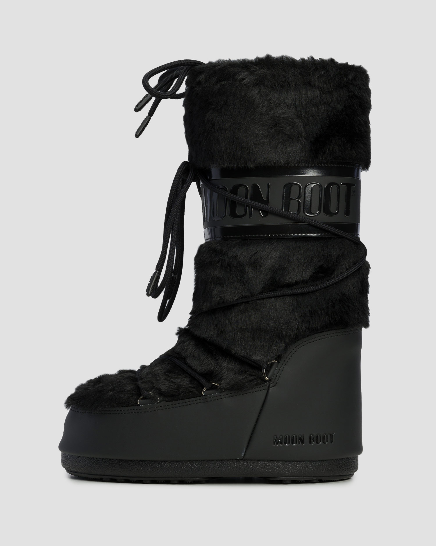 Czarne śniegowce damskie Moon Boot Icon Faux Fur