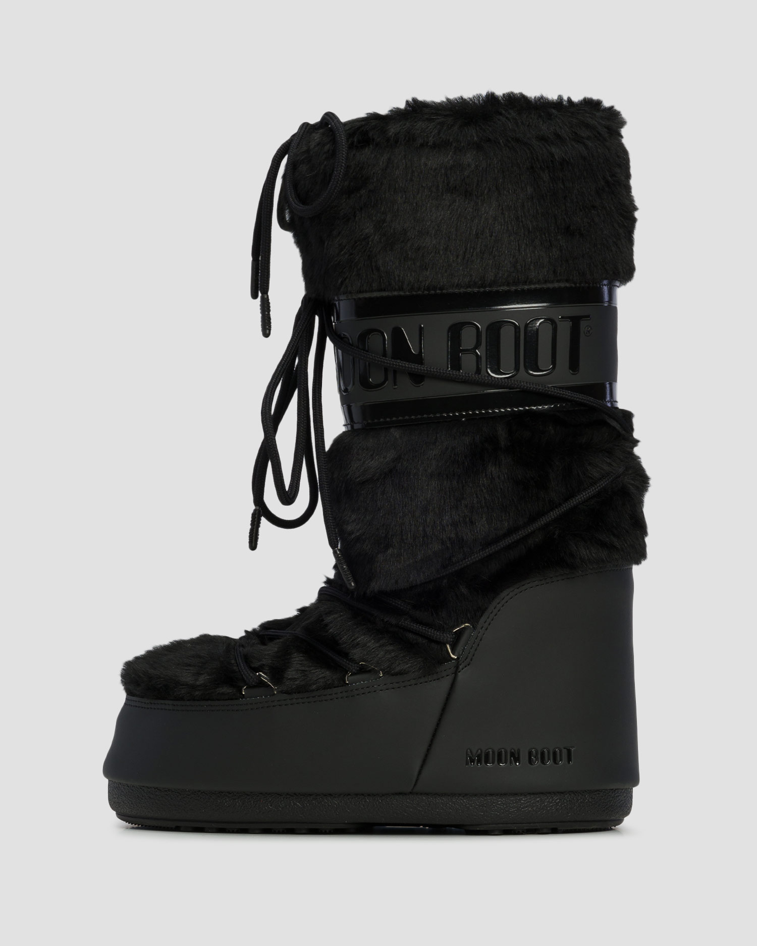 Czarne śniegowce damskie Moon Boot Icon Faux Fur