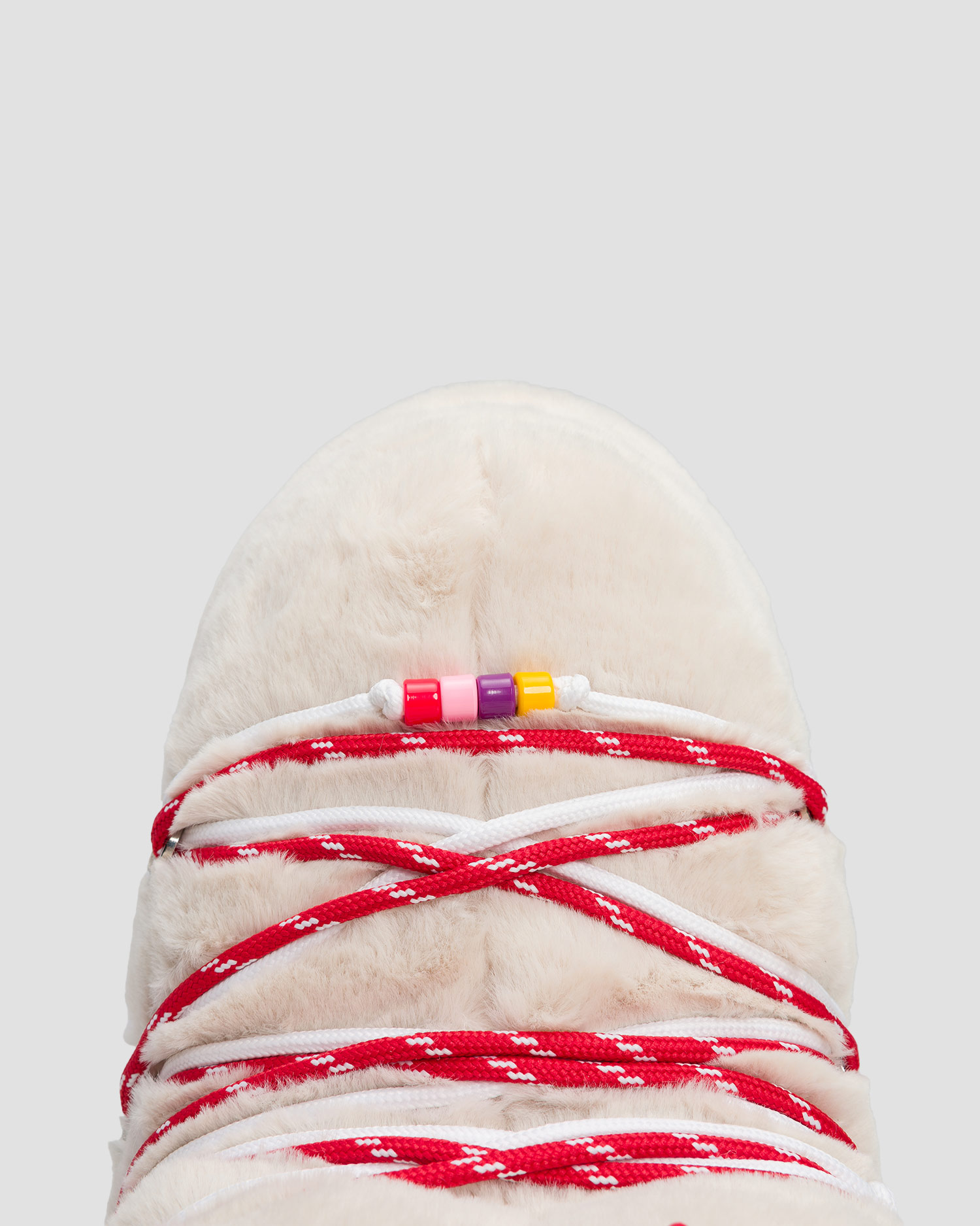 Women’s beige fur winter boots Moon Boot Icon Faux Fur Beads