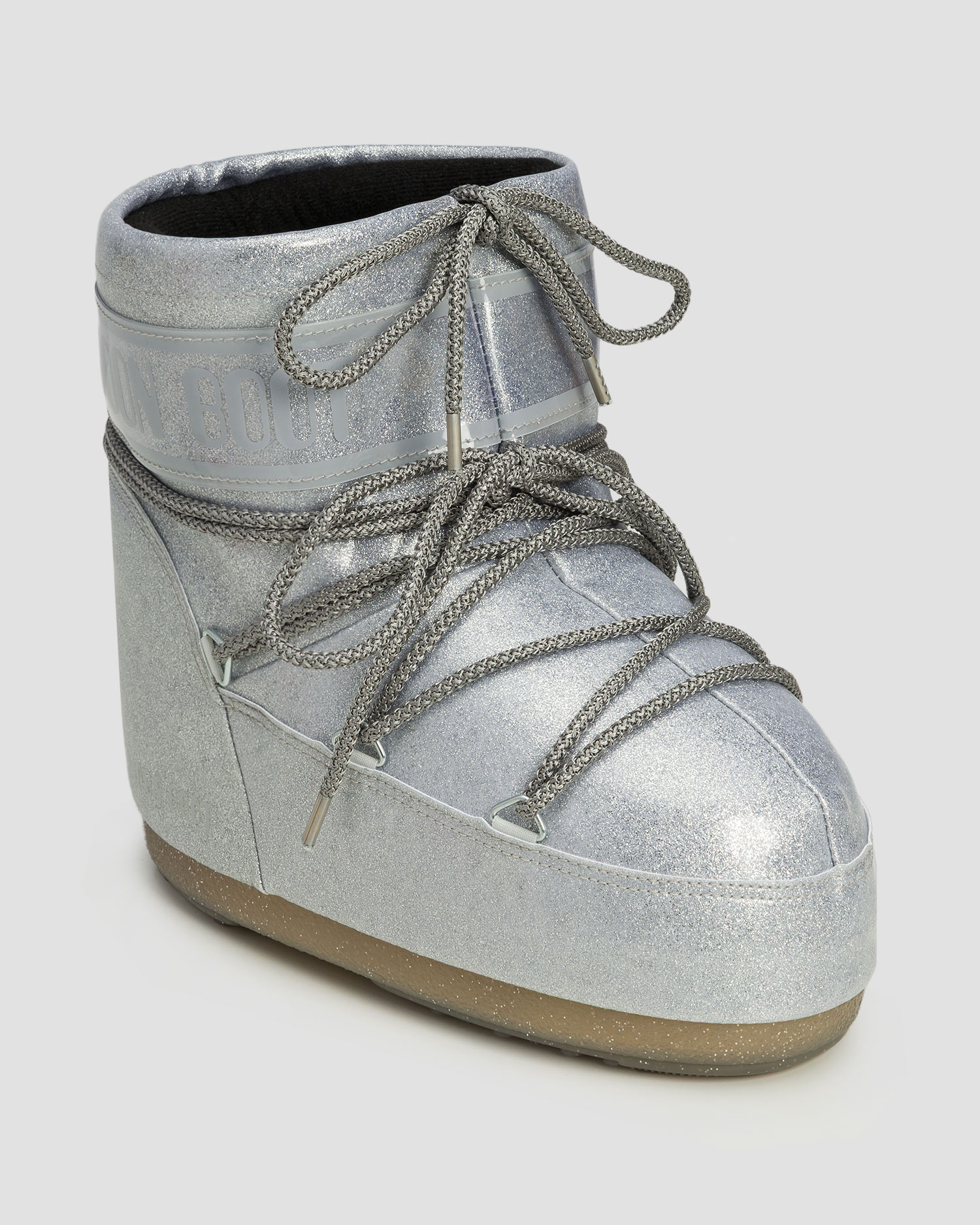 Srebrne śniegowce damskie Moon Boot Icon Low Glitter