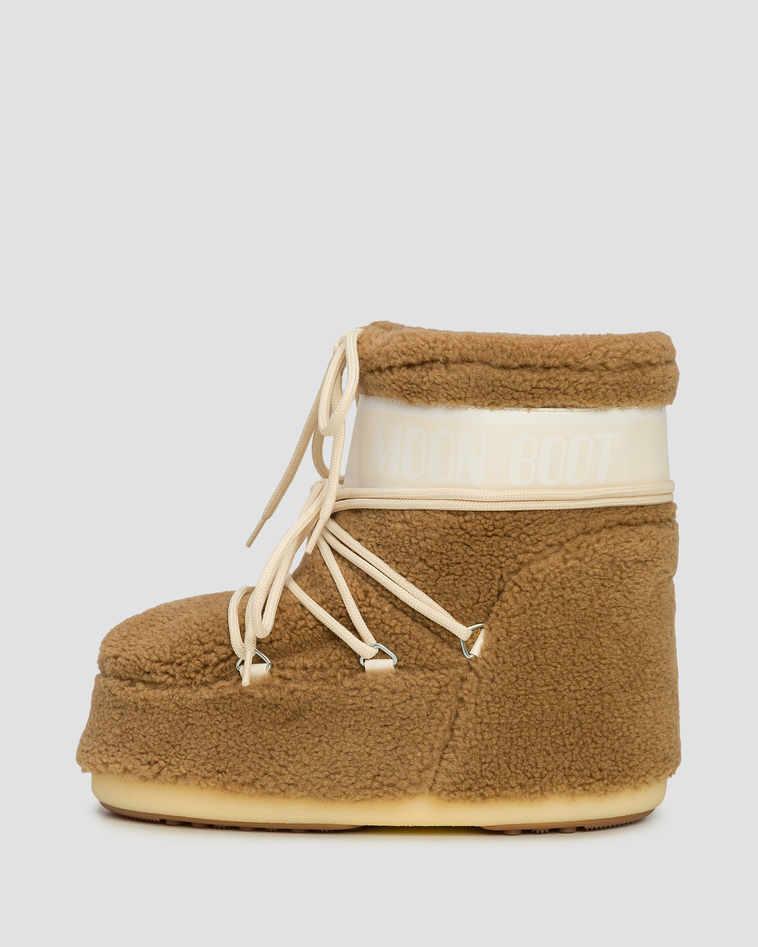 Brązowe buty zimowe damskie Moon Boot Icon Low Fleece