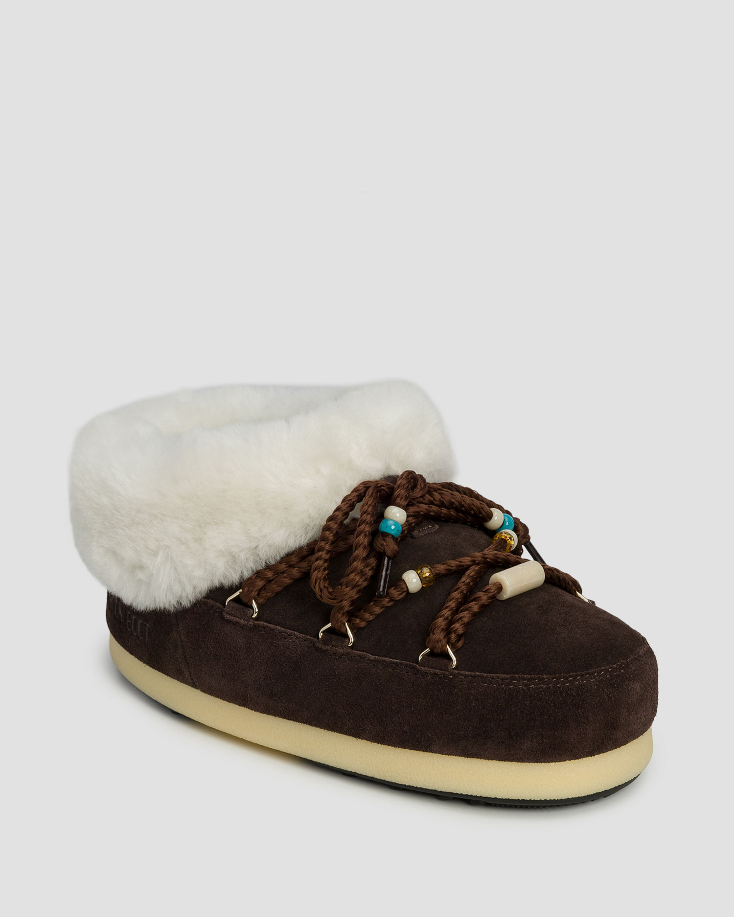 Dámske hnede zimné topánky Moon Boot Resort Evx Mule Suede Beads