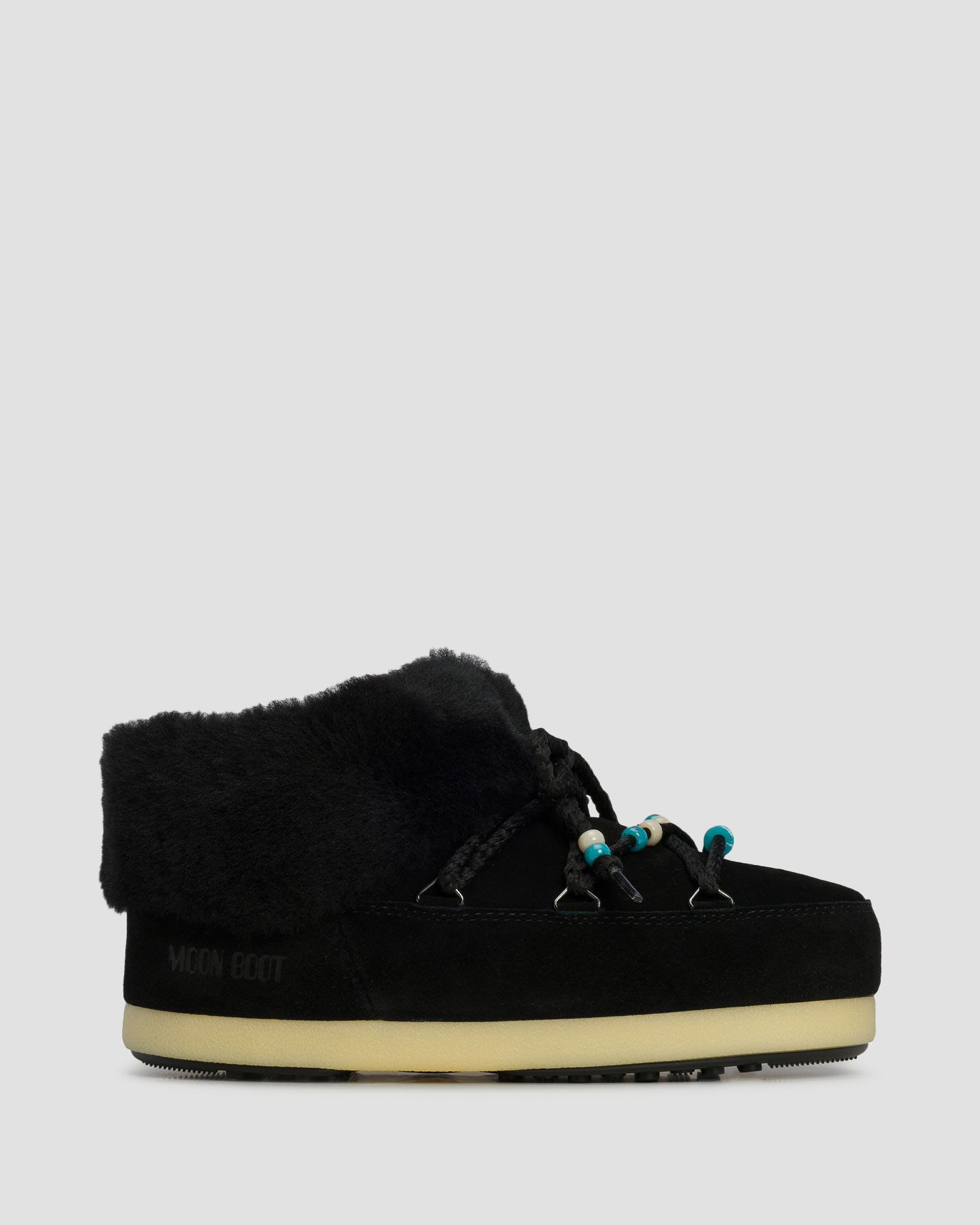 Czarne buty zimowe damskie Moon Boot Resort Evx Mule Suede Beads