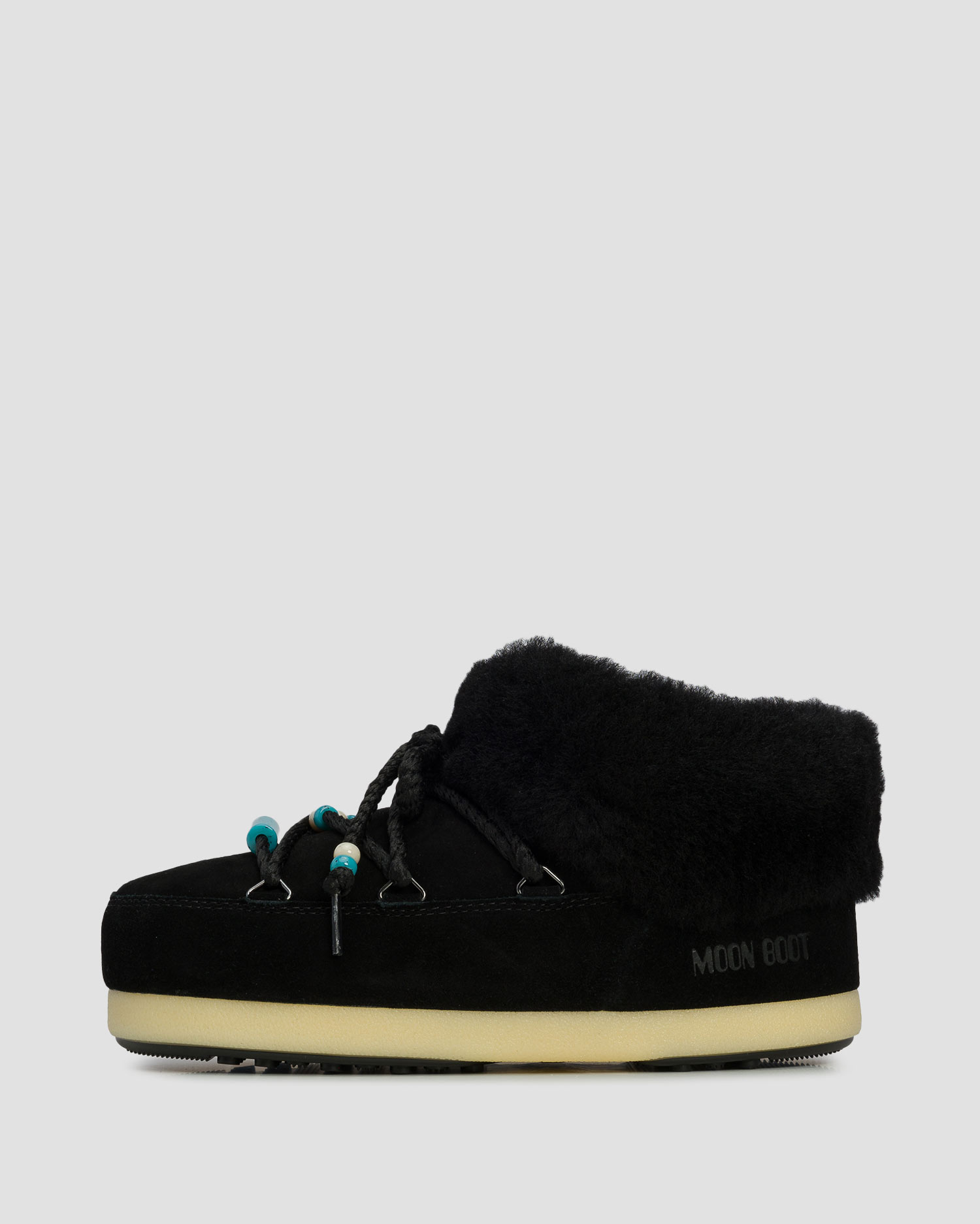 Czarne buty zimowe damskie Moon Boot Resort Evx Mule Suede Beads