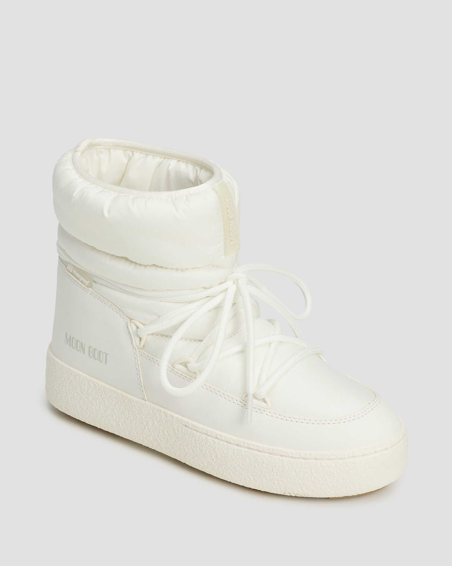 Białe buty zimowe damskie Moon Boot LTrack Low Nylon WP